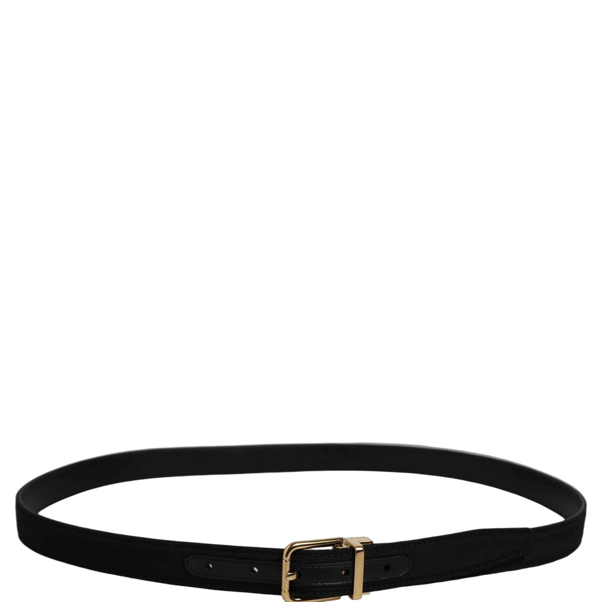 Dolce & Gabbana Black Canvas Leather Gold Metal Buckle Belt
