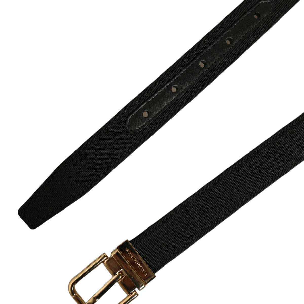 Dolce & Gabbana Black Canvas Leather Gold Metal Buckle Belt