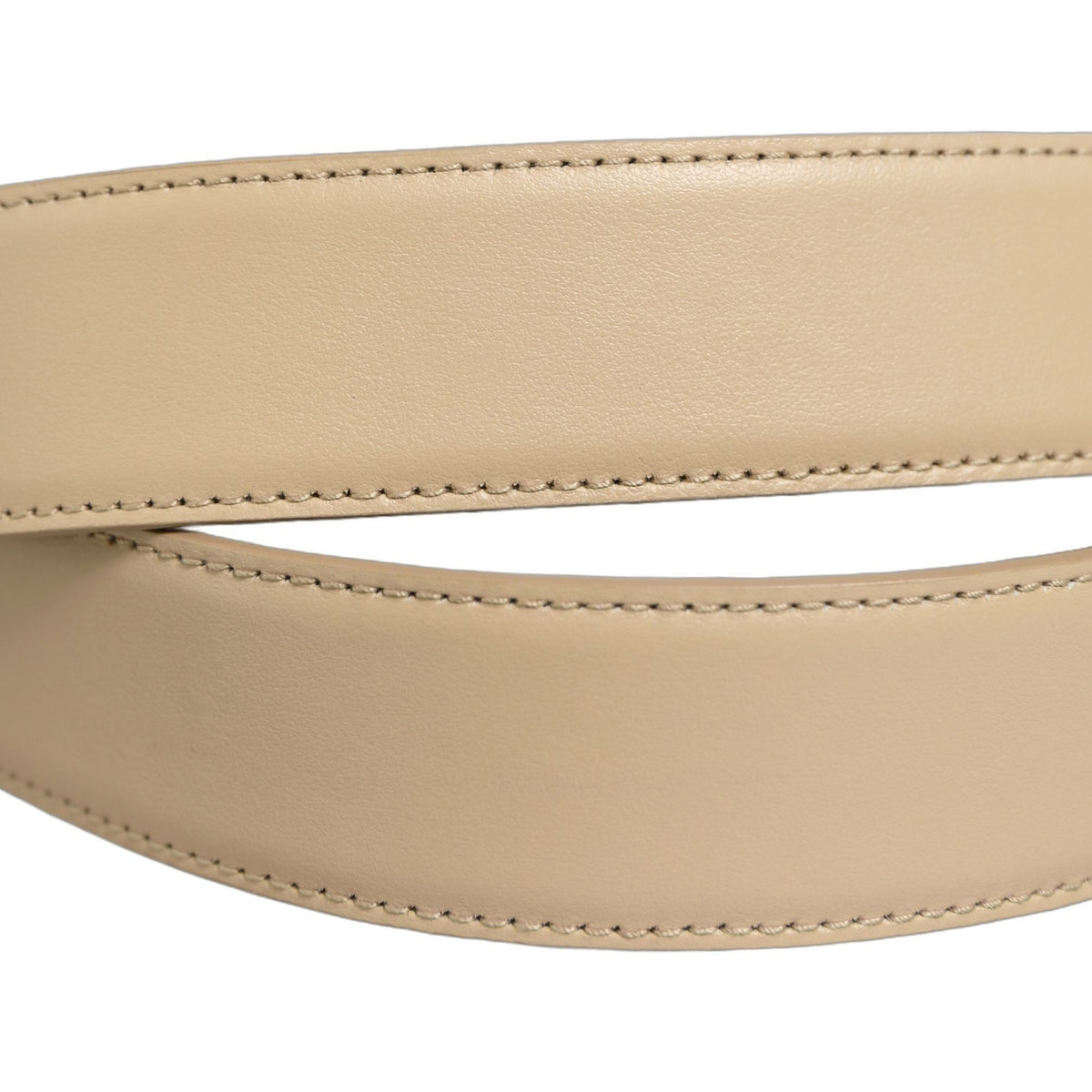 Dolce & Gabbana Beige Leather Silver Tone Metal Buckle Belt