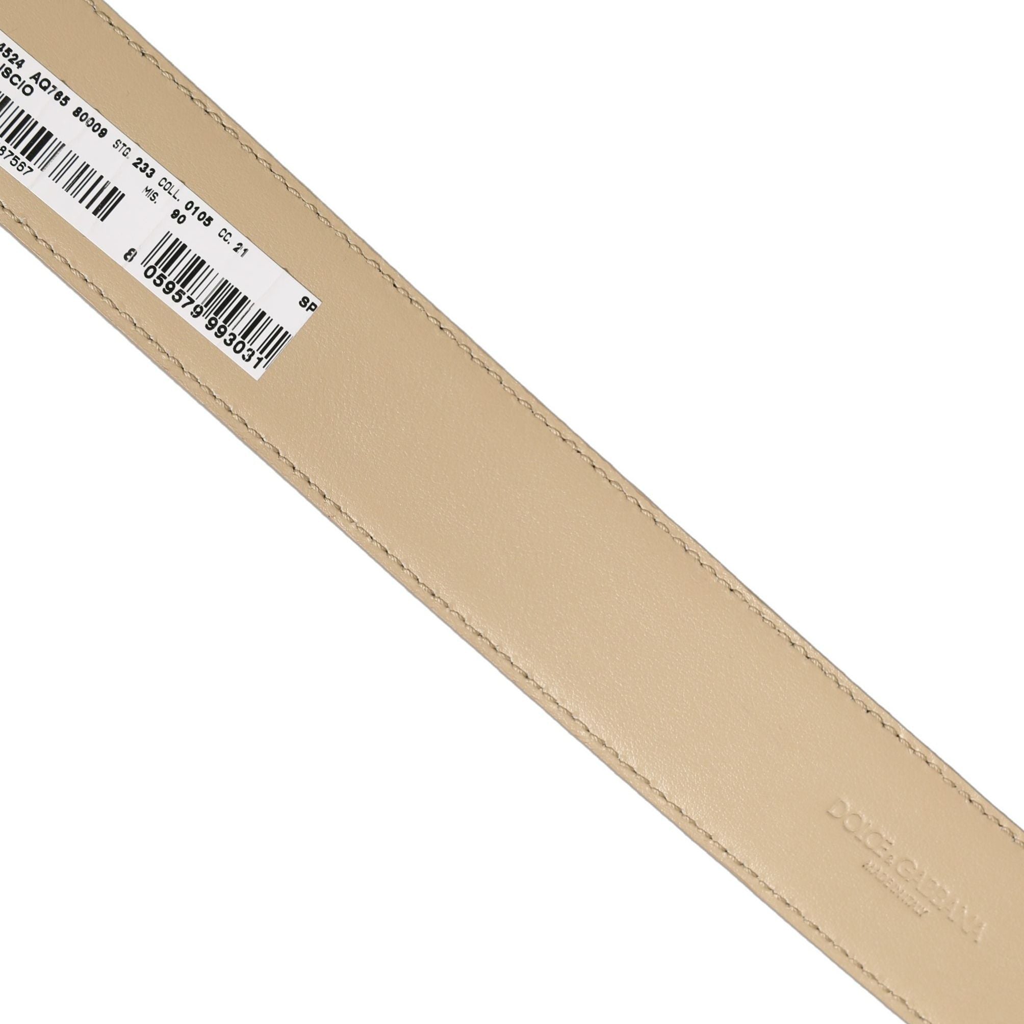 Dolce & Gabbana Beige Leather Silver Tone Metal Buckle Belt