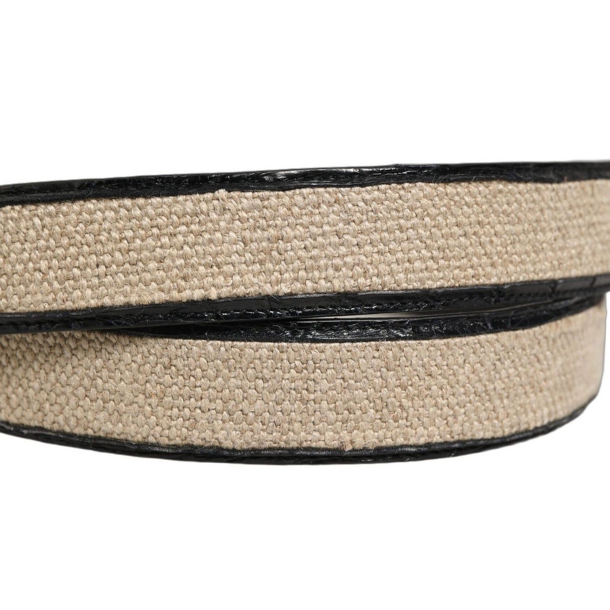 Dolce & Gabbana Beige Black Woven Leather Metal Buckle Belt