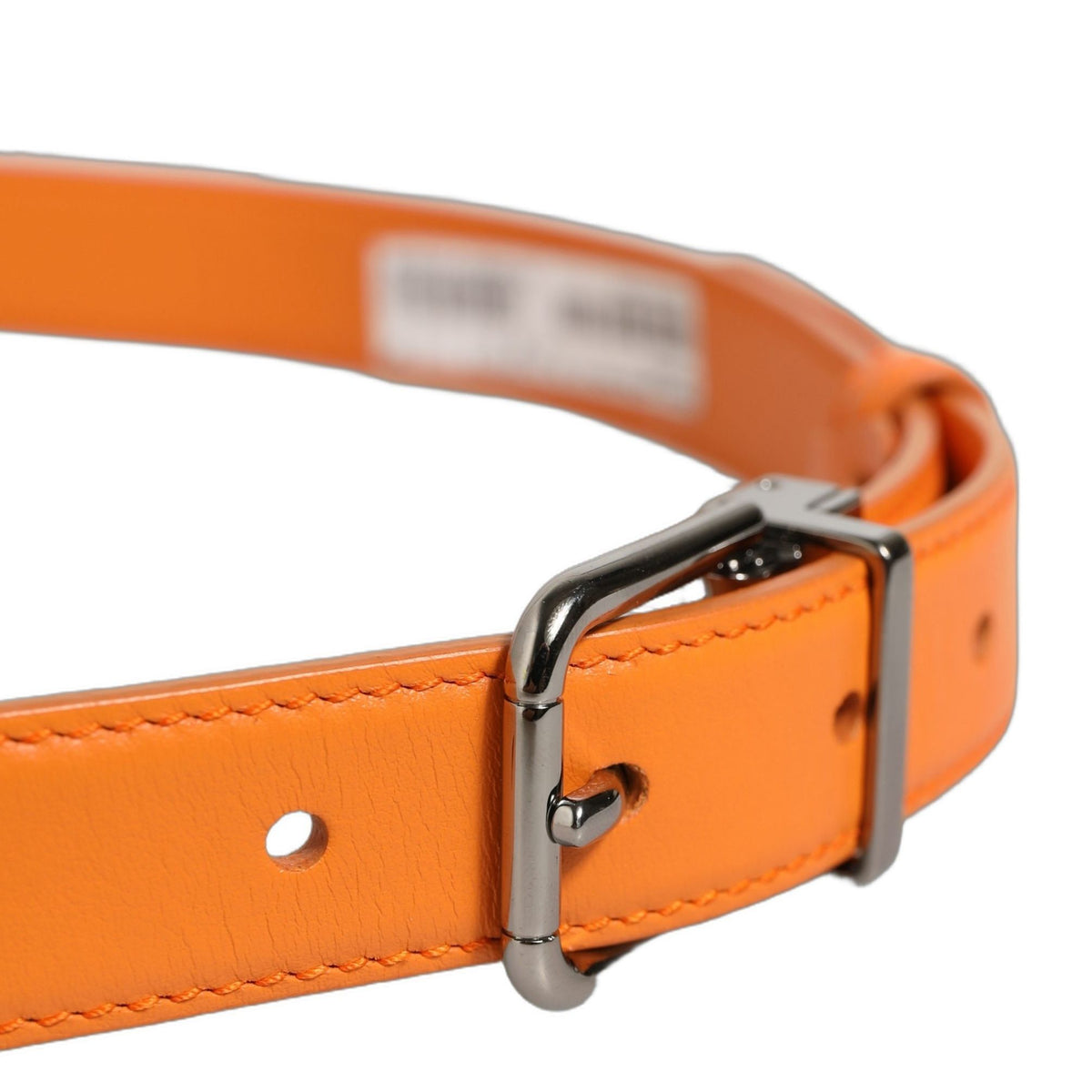 Dolce & Gabbana Orange Leather Silver Tone Metal Buckle Belt