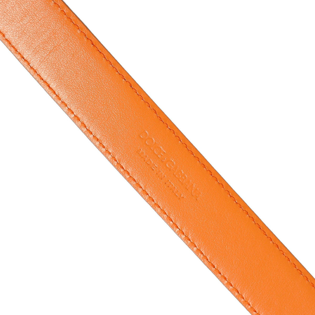 Dolce & Gabbana Orange Leather Silver Tone Metal Buckle Belt