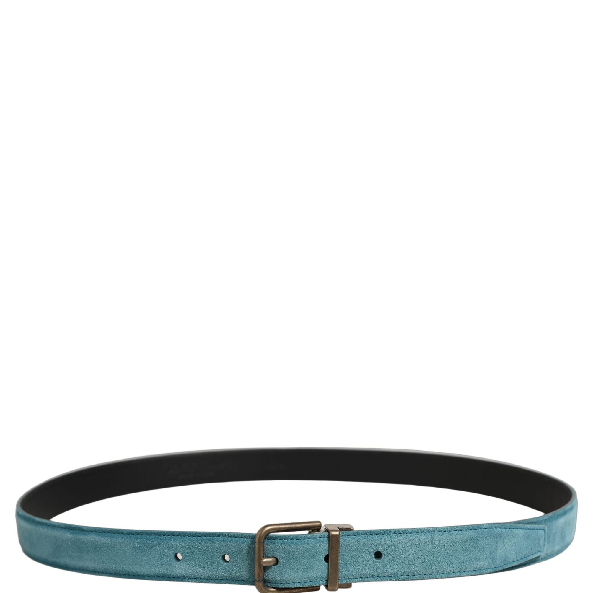 Dolce & Gabbana Men Blue Suede Gold Tone Metal Buckle Belt