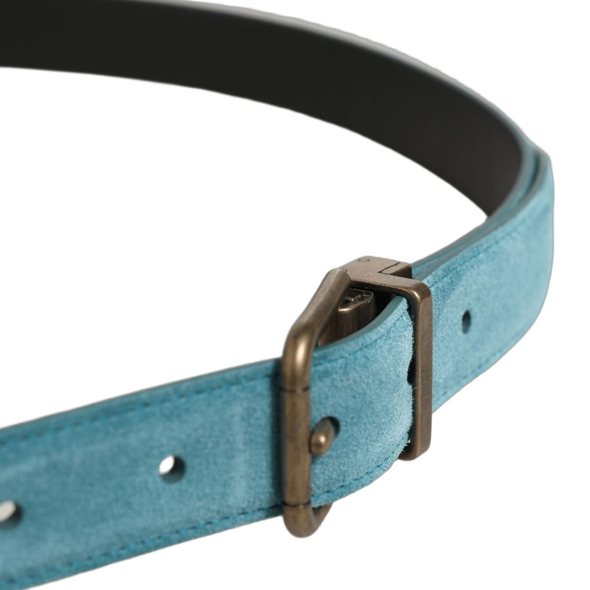 Dolce & Gabbana Men Blue Suede Gold Tone Metal Buckle Belt