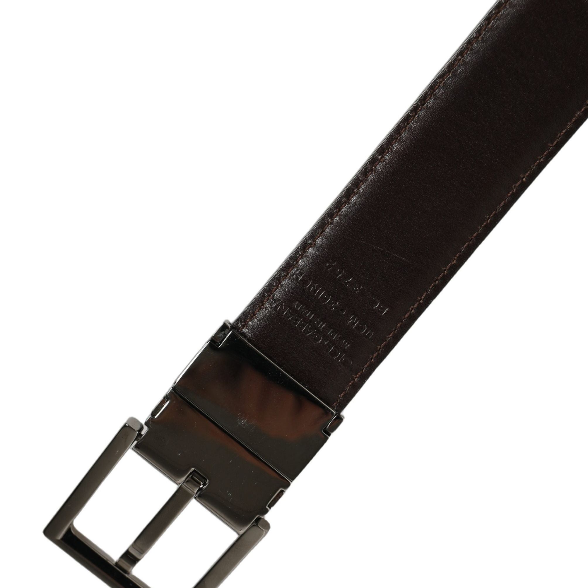 Dolce & Gabbana Black Classic Leather Silver Tone Buckle Belt