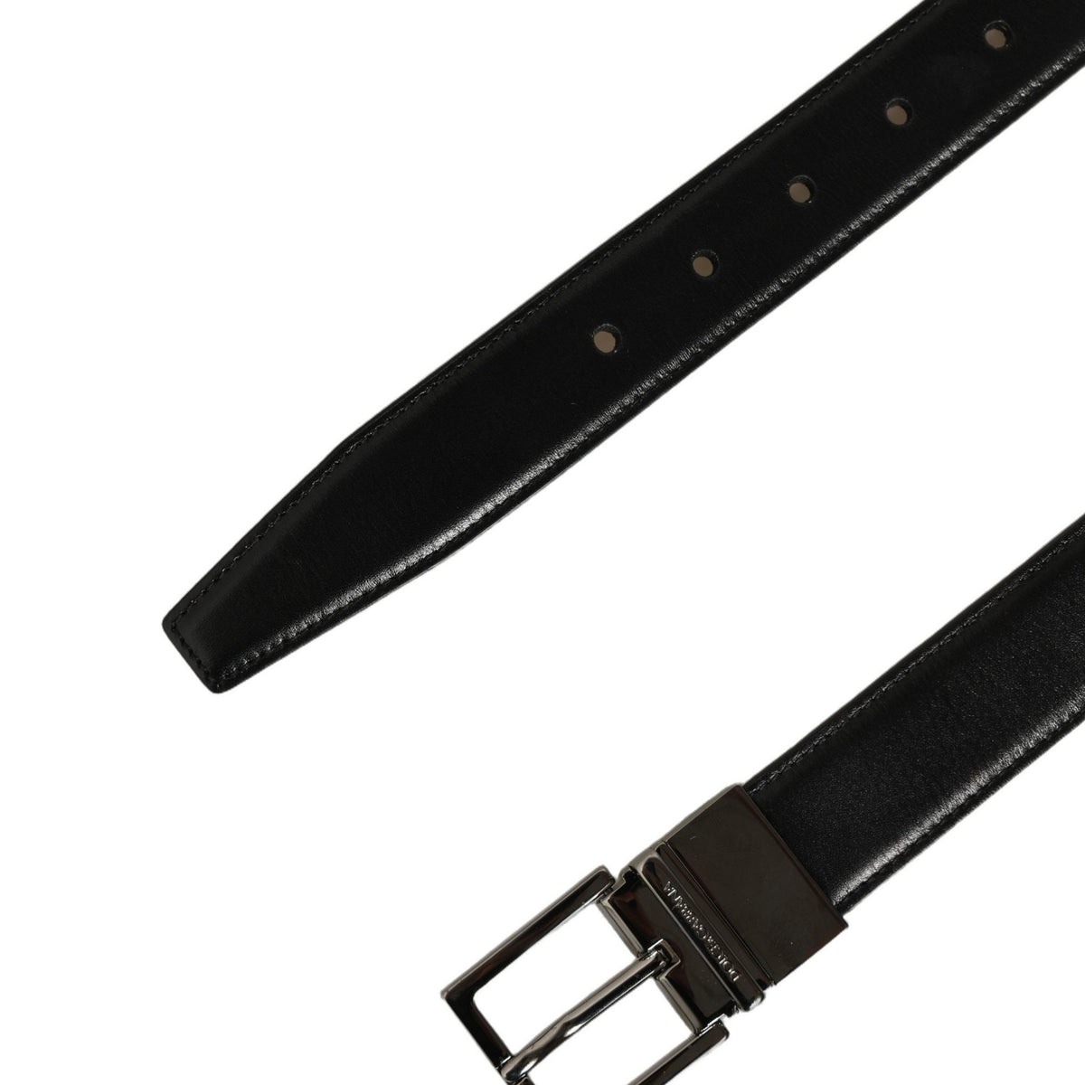 Dolce & Gabbana Black Classic Leather Silver Tone Buckle Belt