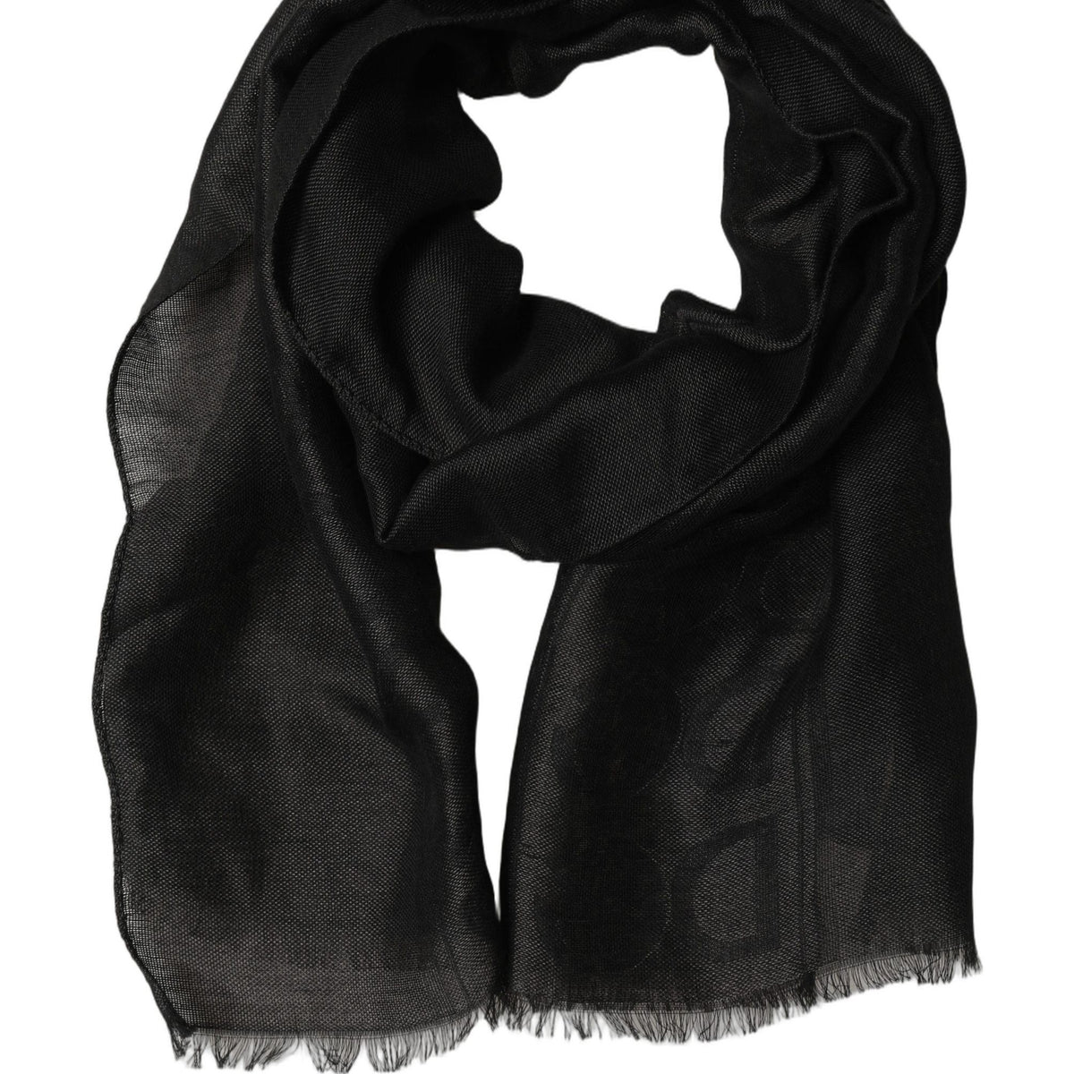 Dolce & Gabbana Black DG Logo Fringed Edge Lace Stole Scarf