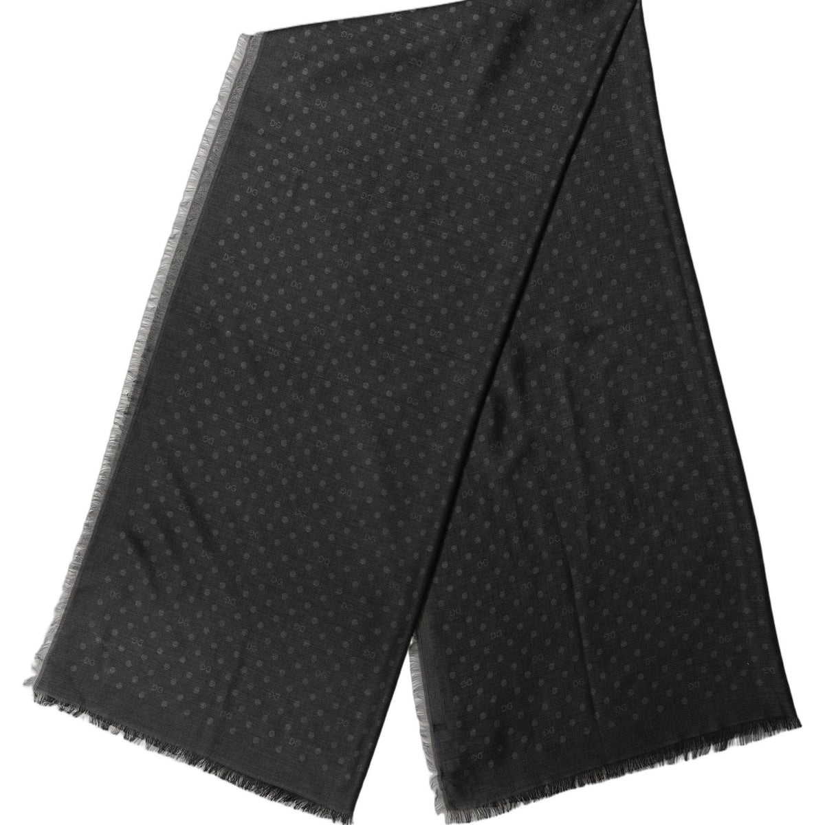 Dolce & Gabbana Men Black Viscose Polka Dot Fringe Shawl Lace Stole