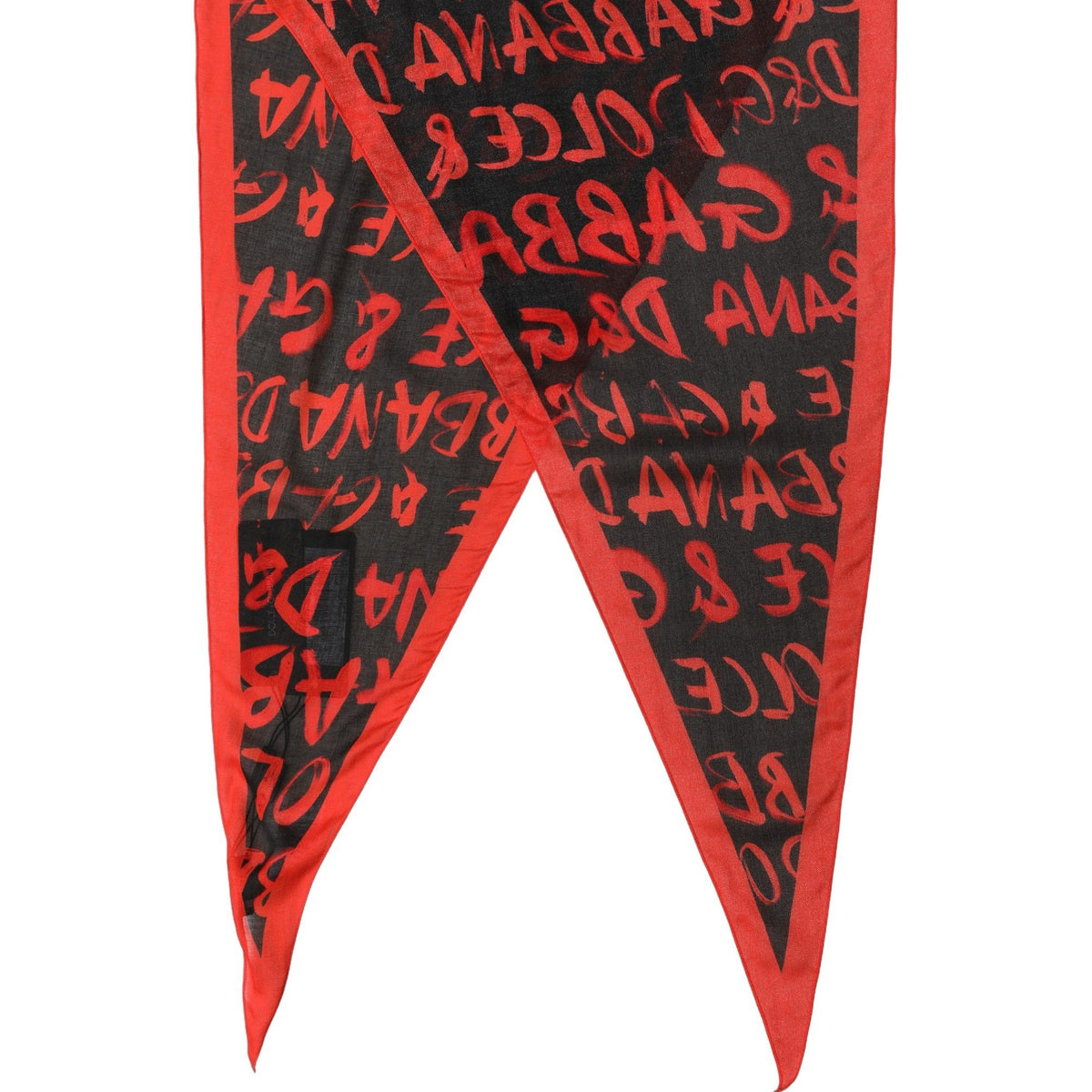 Dolce & Gabbana Men Red Black Graffiti Logo Lace Stole Scarf