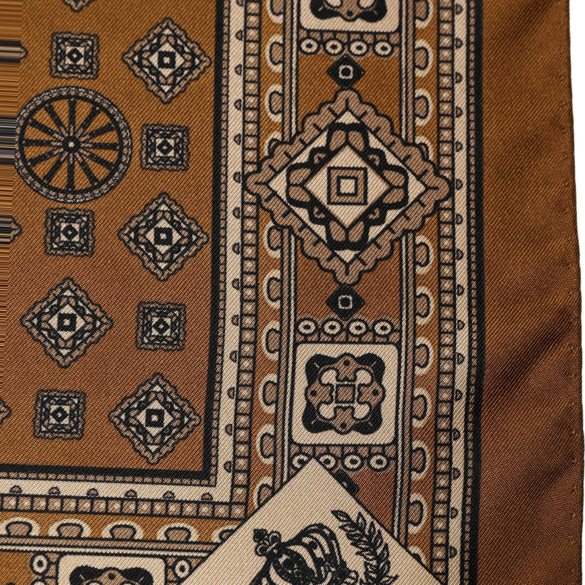 Dolce & Gabbana Brown Geometric Pocket Square Foulard Scarf