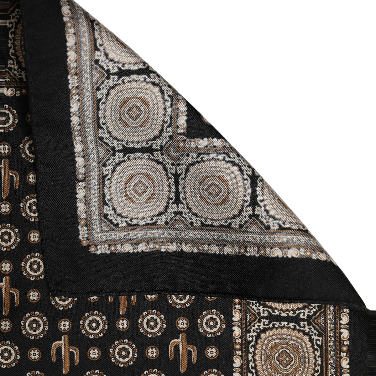 Dolce & Gabbana Black Cactus Silk Pocket Square Foulard Scarf