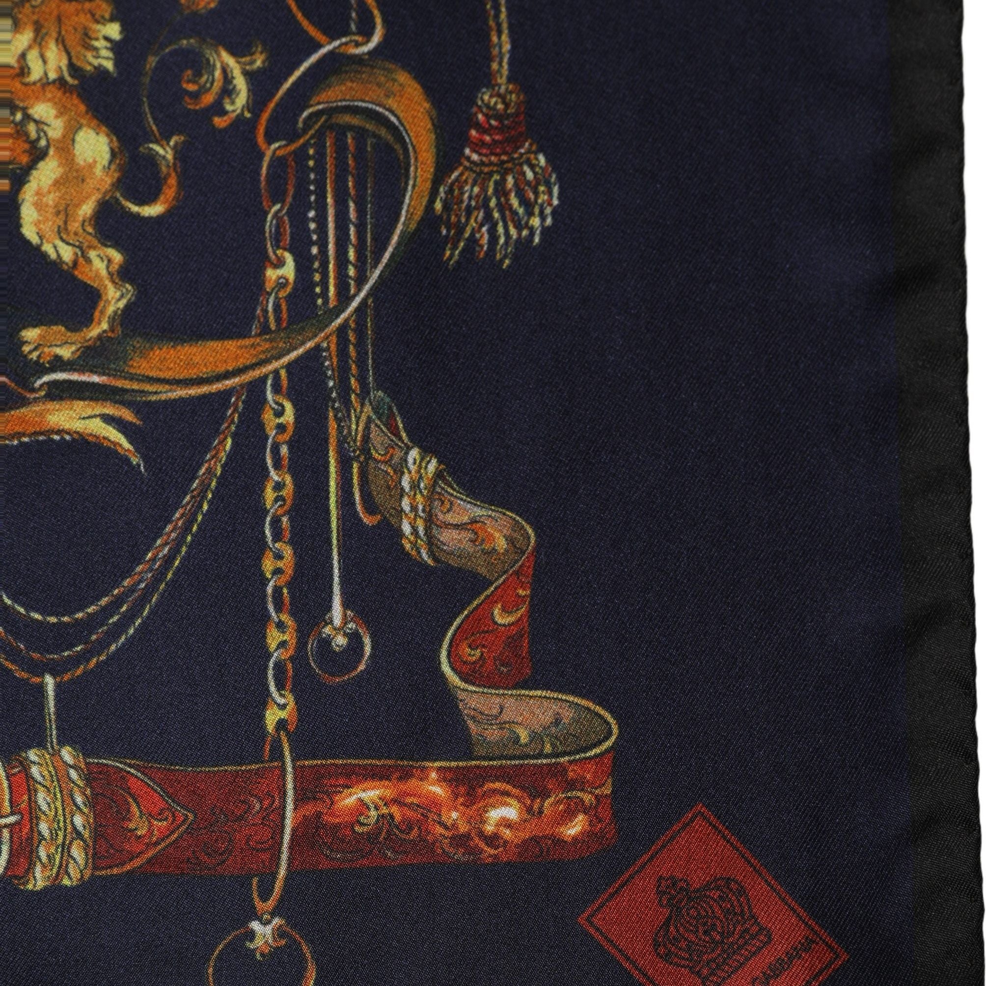 Dolce & Gabbana Navy Blue Heraldic Silk Square Foulard Scarf