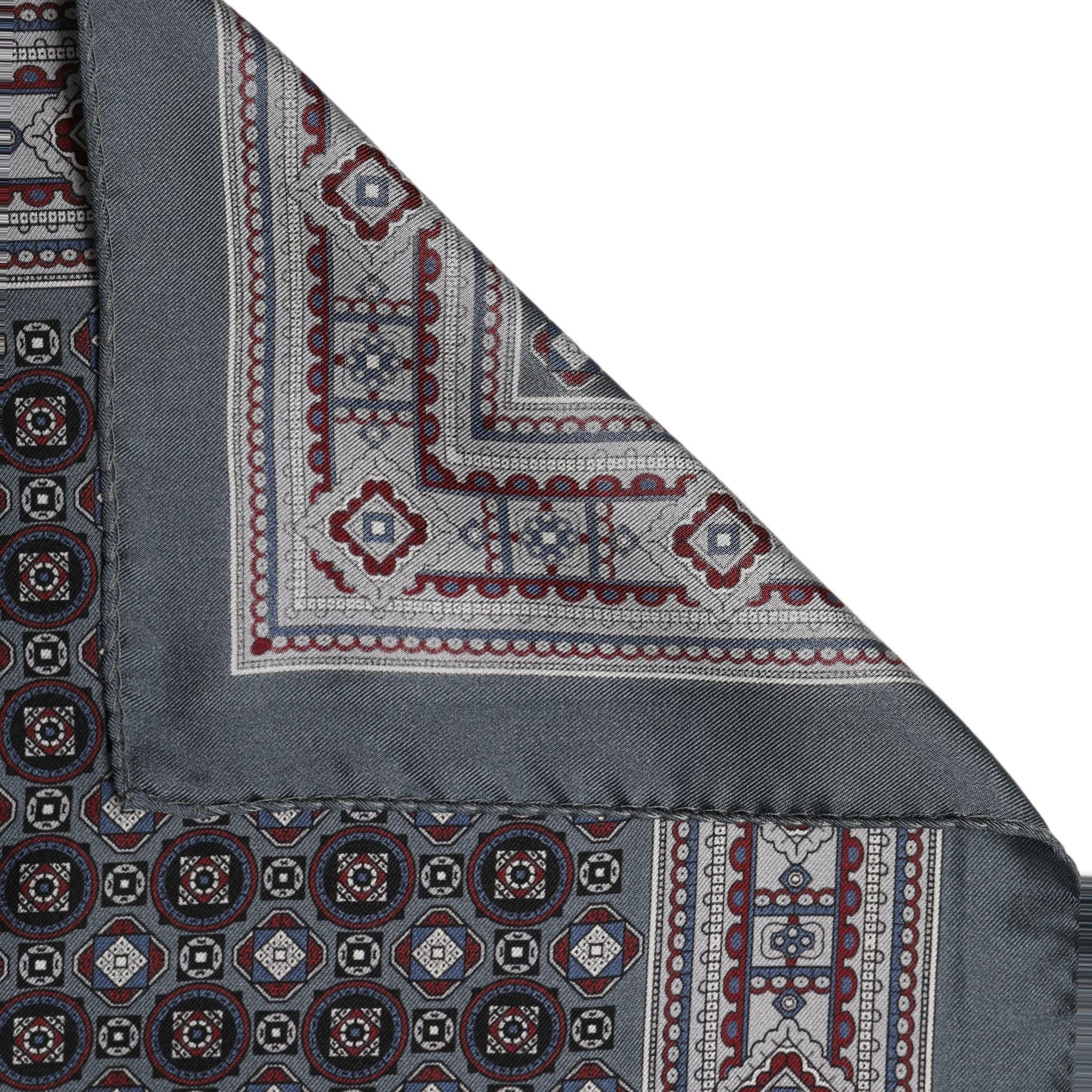 Dolce & Gabbana Gray Geometric Pocket Square Foulard Scarf