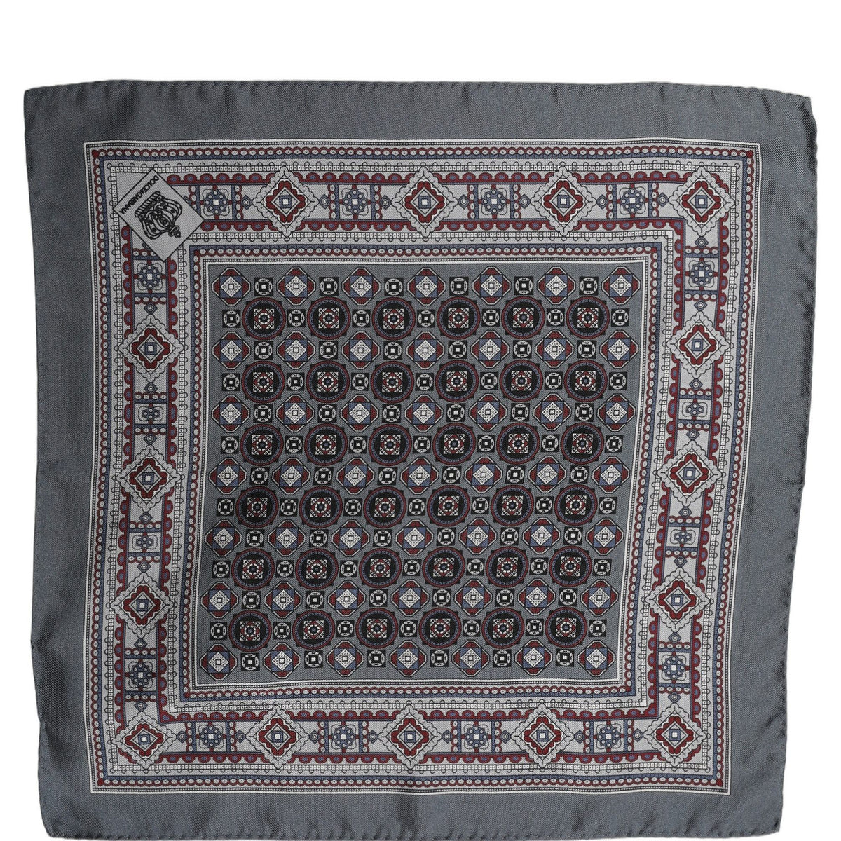 Dolce & Gabbana Gray Geometric Pocket Square Foulard Scarf