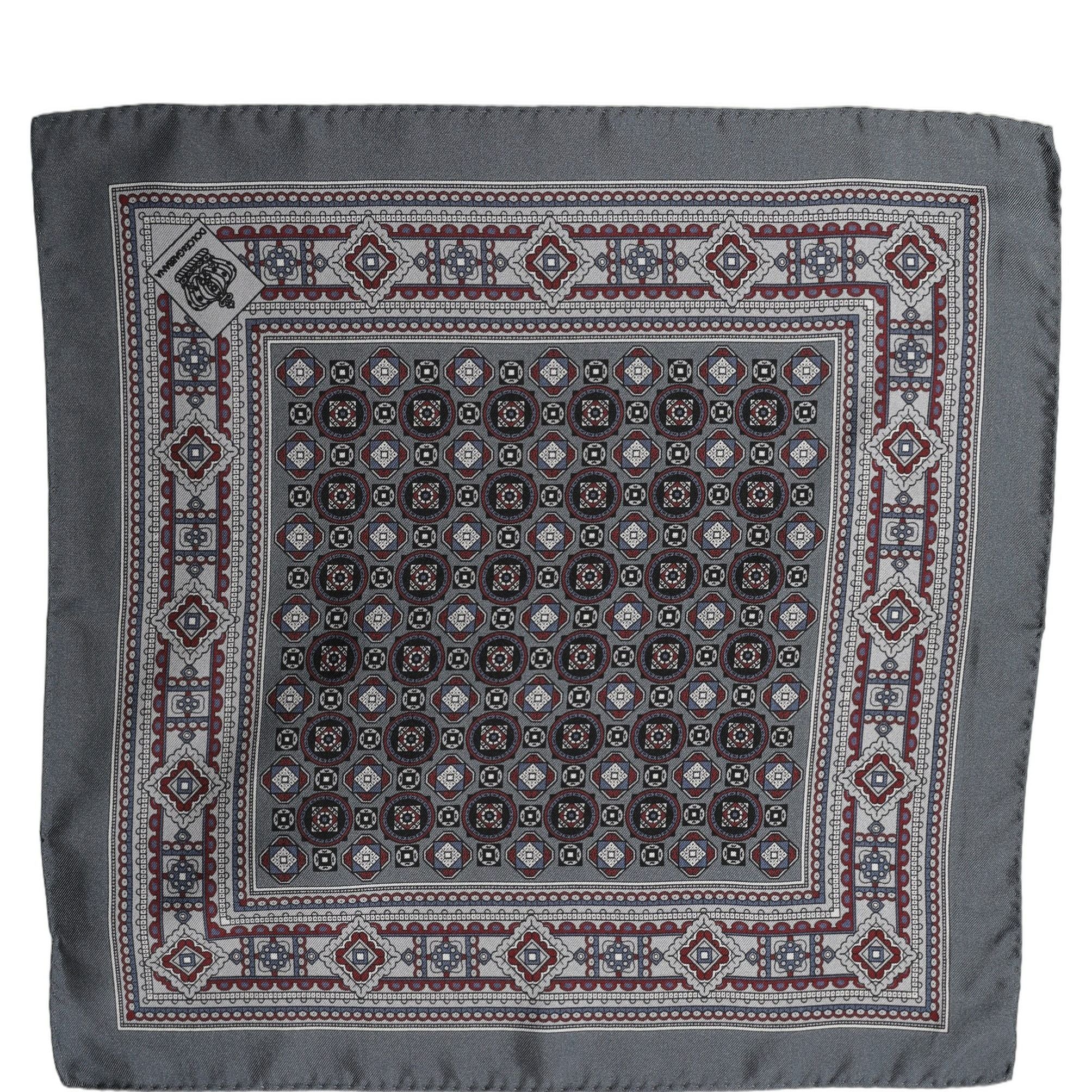 Dolce & Gabbana Gray Geometric Pocket Square Foulard Scarf