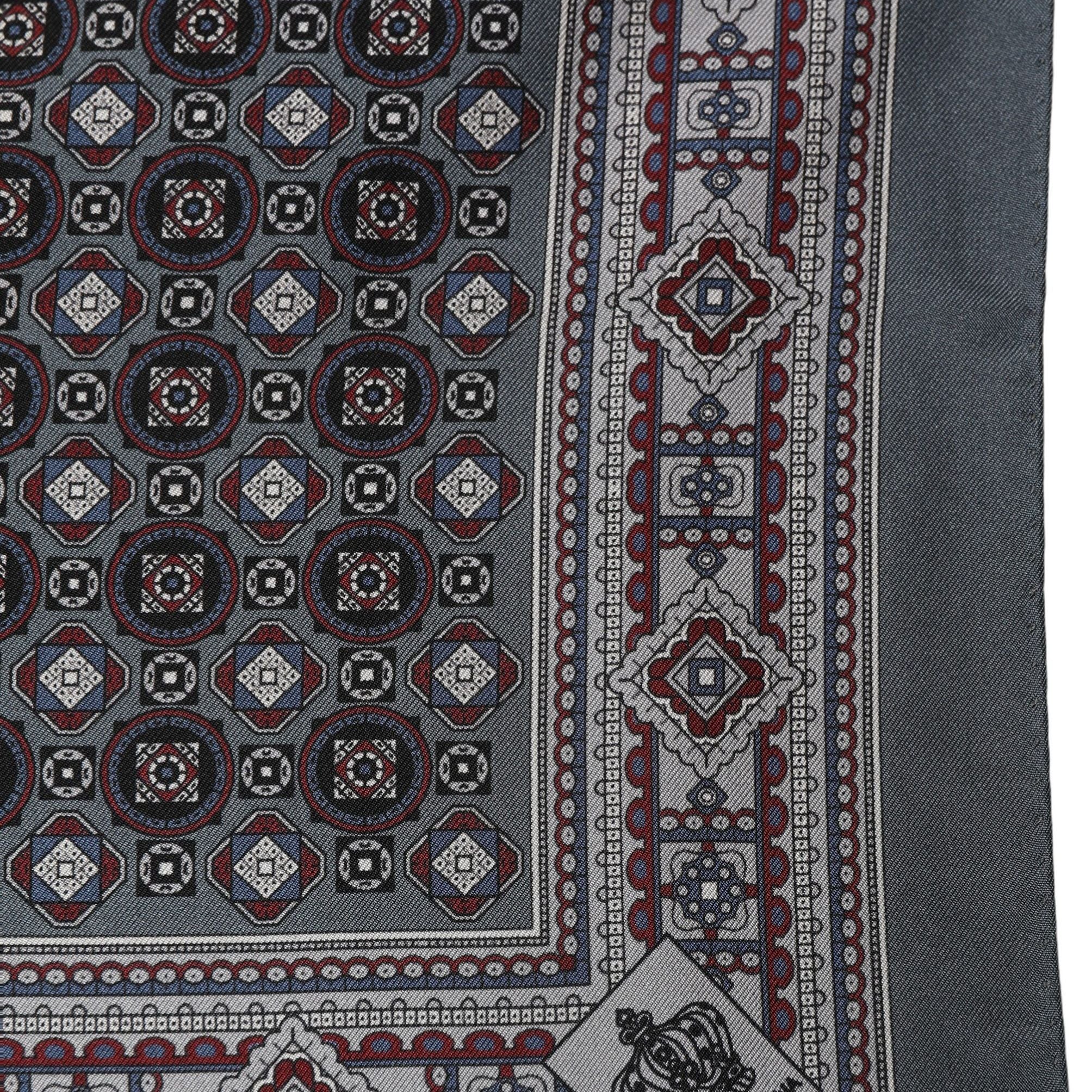 Dolce & Gabbana Gray Geometric Pocket Square Foulard Scarf