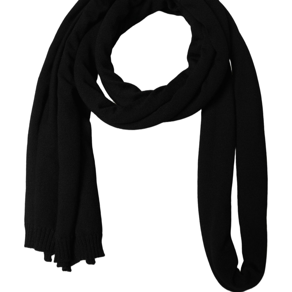 Dolce & Gabbana Men Black Wool Knitted Skinny Foulard Scarf