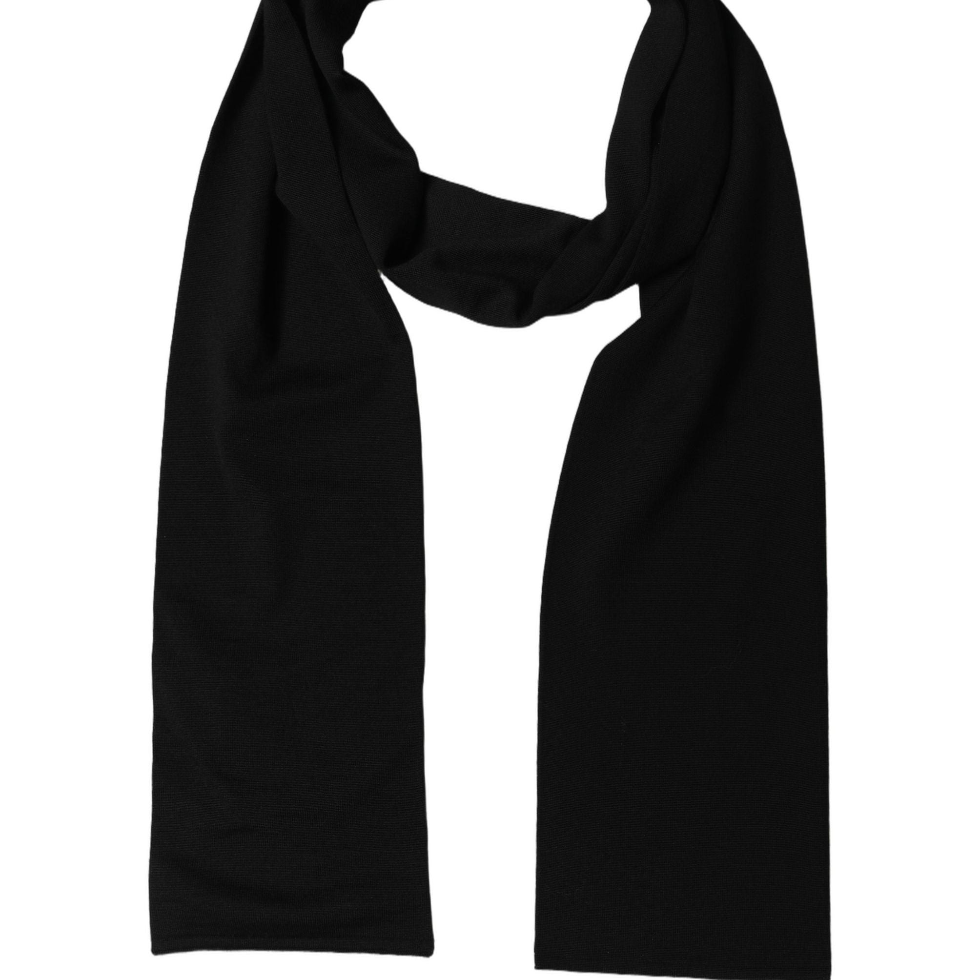 Dolce & Gabbana Black Wool Knitted Neck Shawl Foulard Scarf