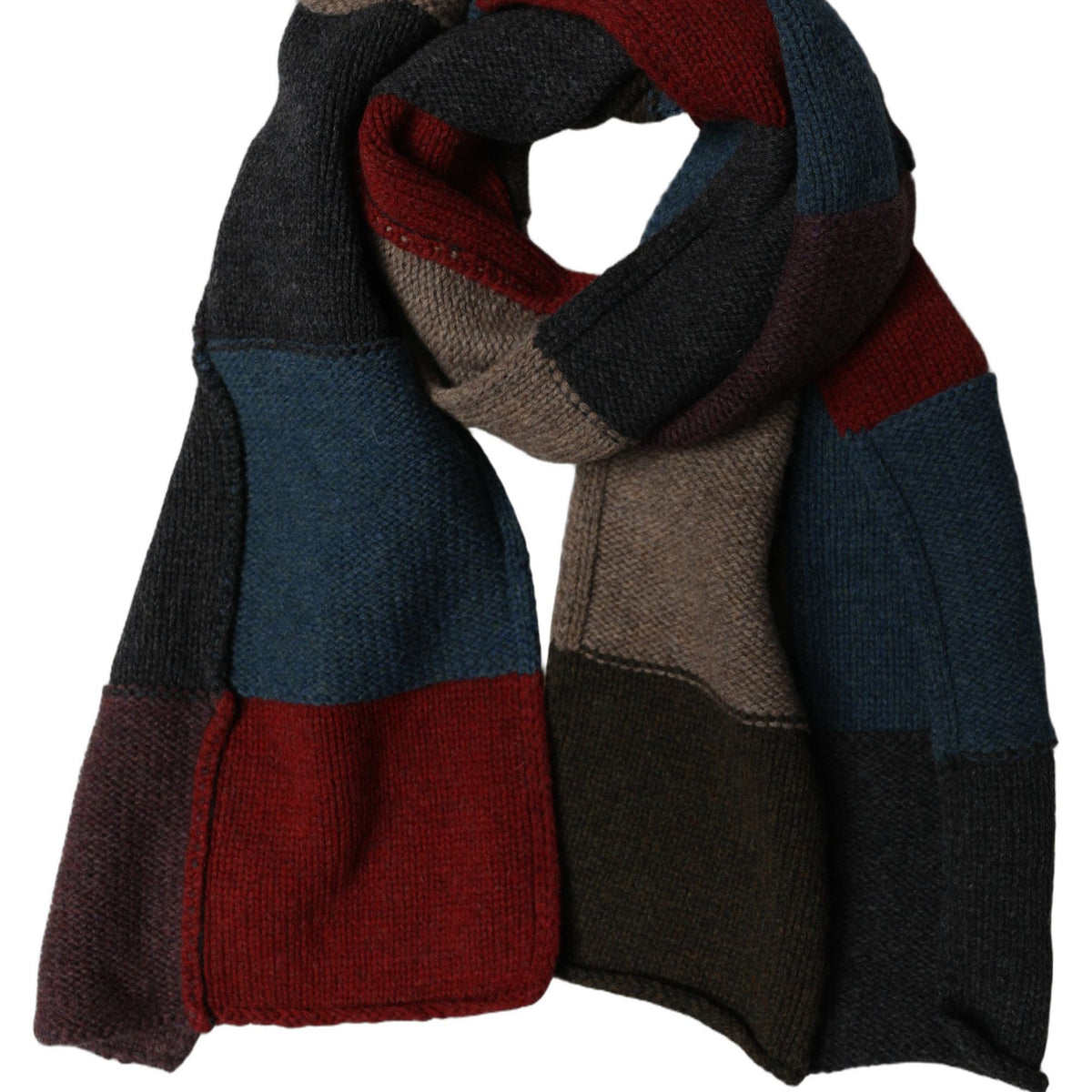 Dolce & Gabbana Multicolor Patchwork Knitted Foulard Scarf