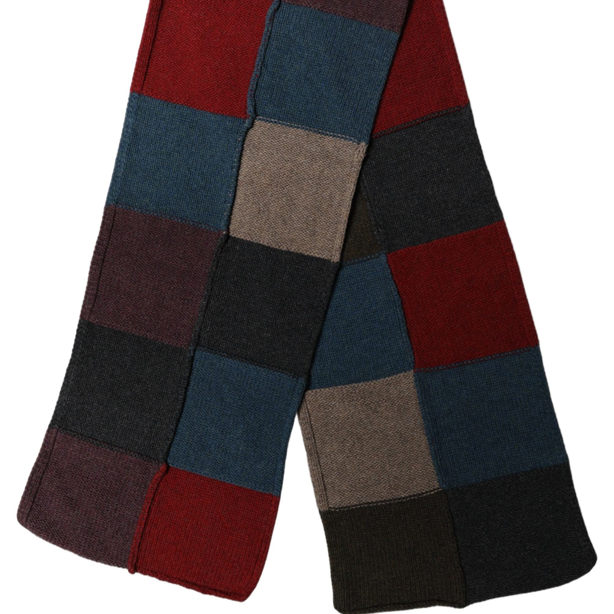 Dolce & Gabbana Multicolor Patchwork Knitted Foulard Scarf