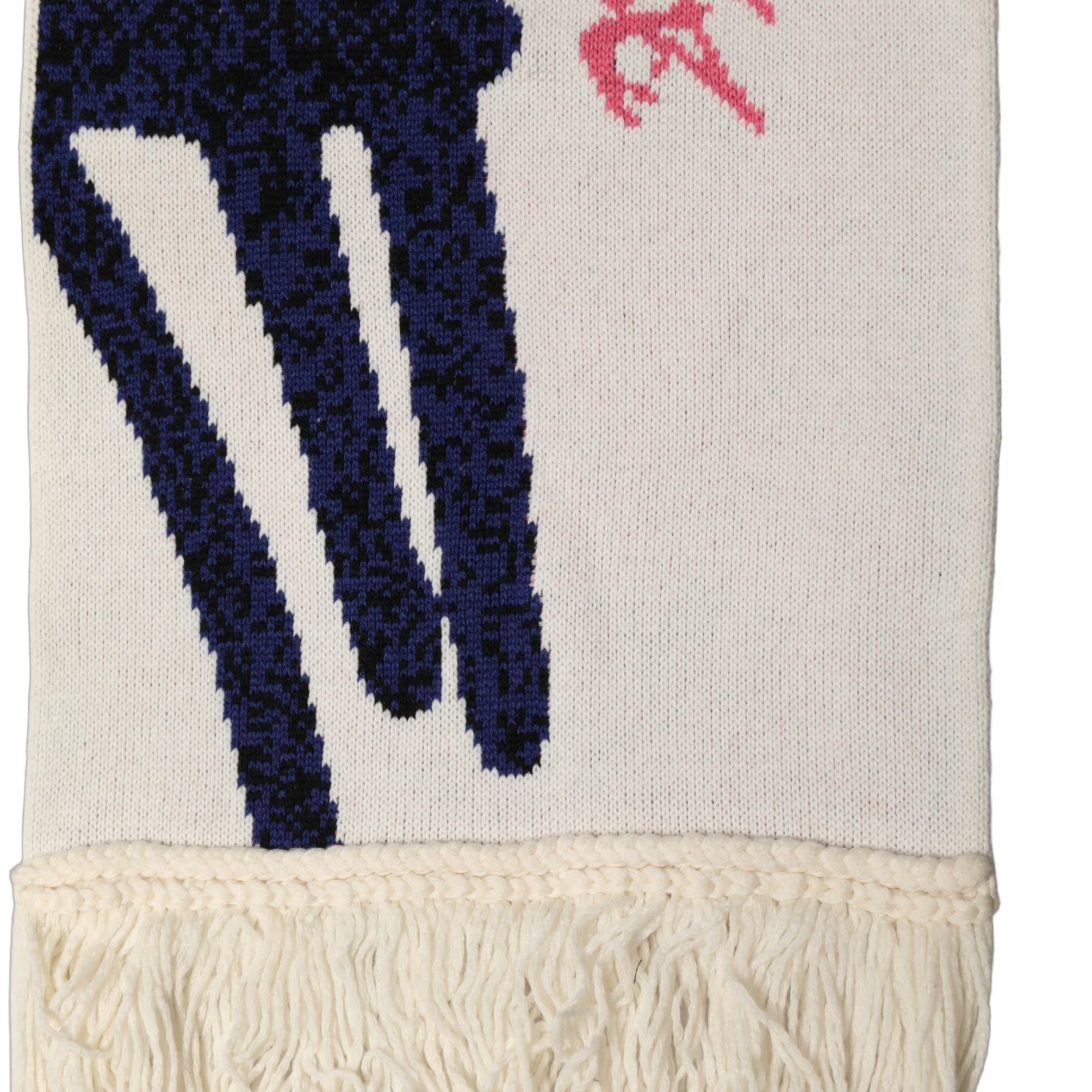 Dolce & Gabbana White Graphic Cashmere Fringed Shawl Scarf