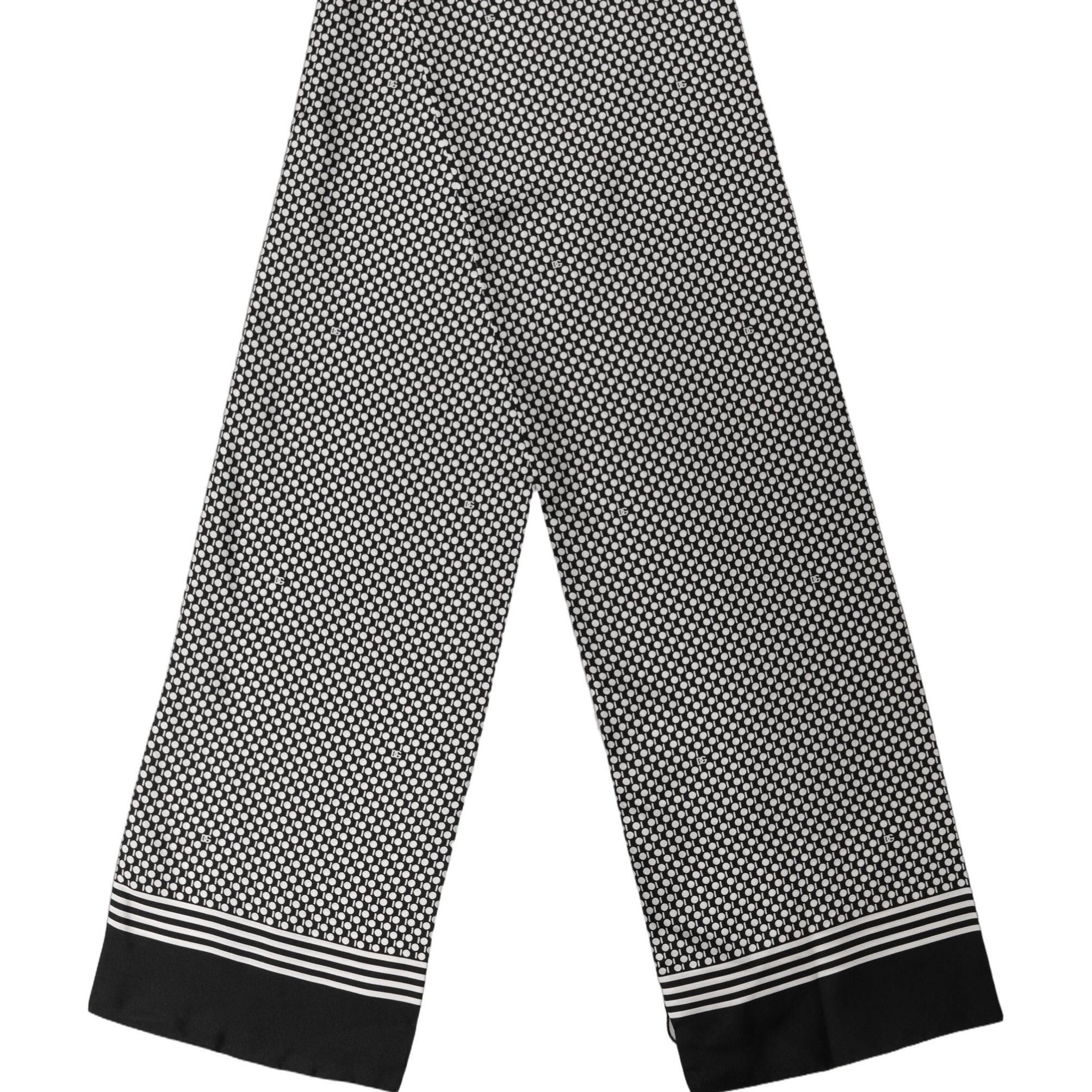 Dolce & Gabbana Black White Geometric Silk Neck Shawl Scarf