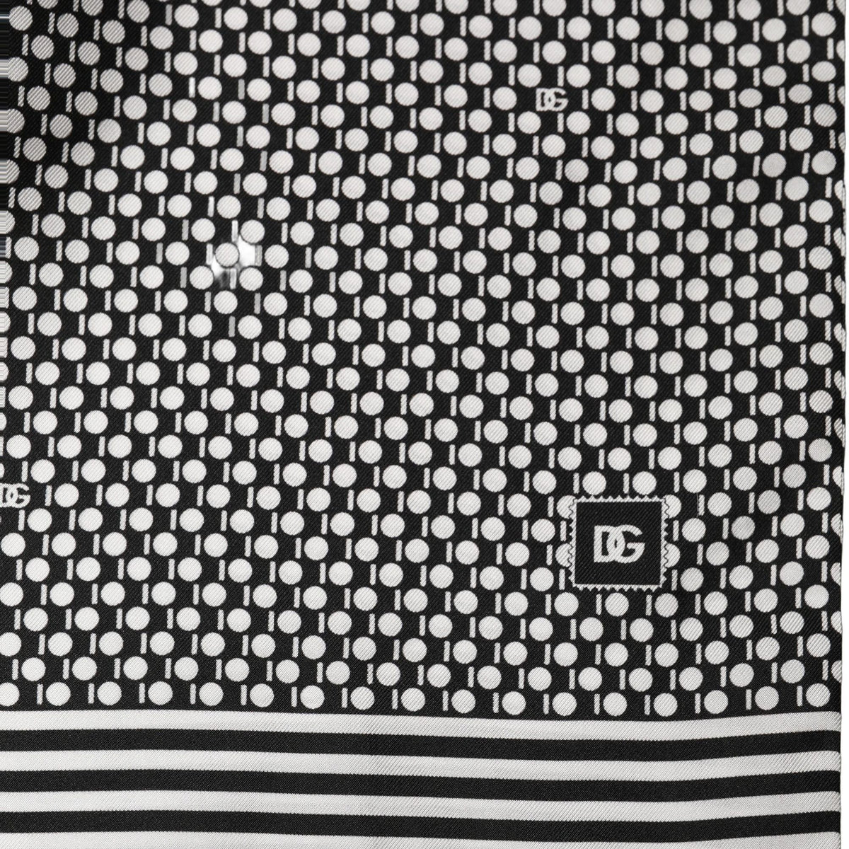 Dolce & Gabbana Black White Geometric Silk Neck Shawl Scarf
