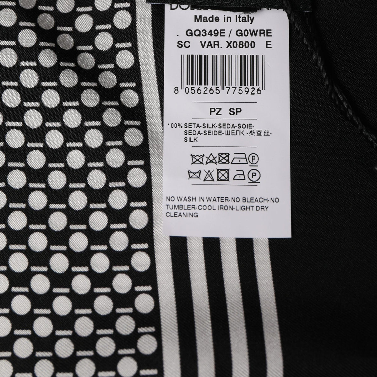 Dolce & Gabbana Black White Geometric Silk Neck Shawl Scarf