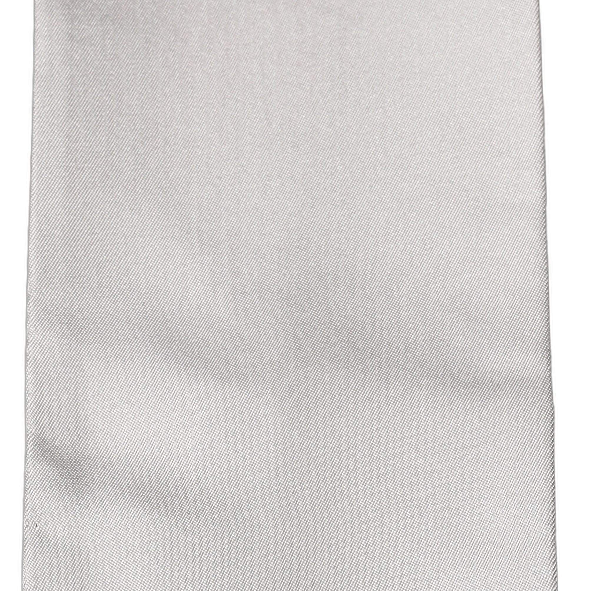 Dolce & Gabbana Light Gray Satin Silk Fringed Lace Stole Scarf