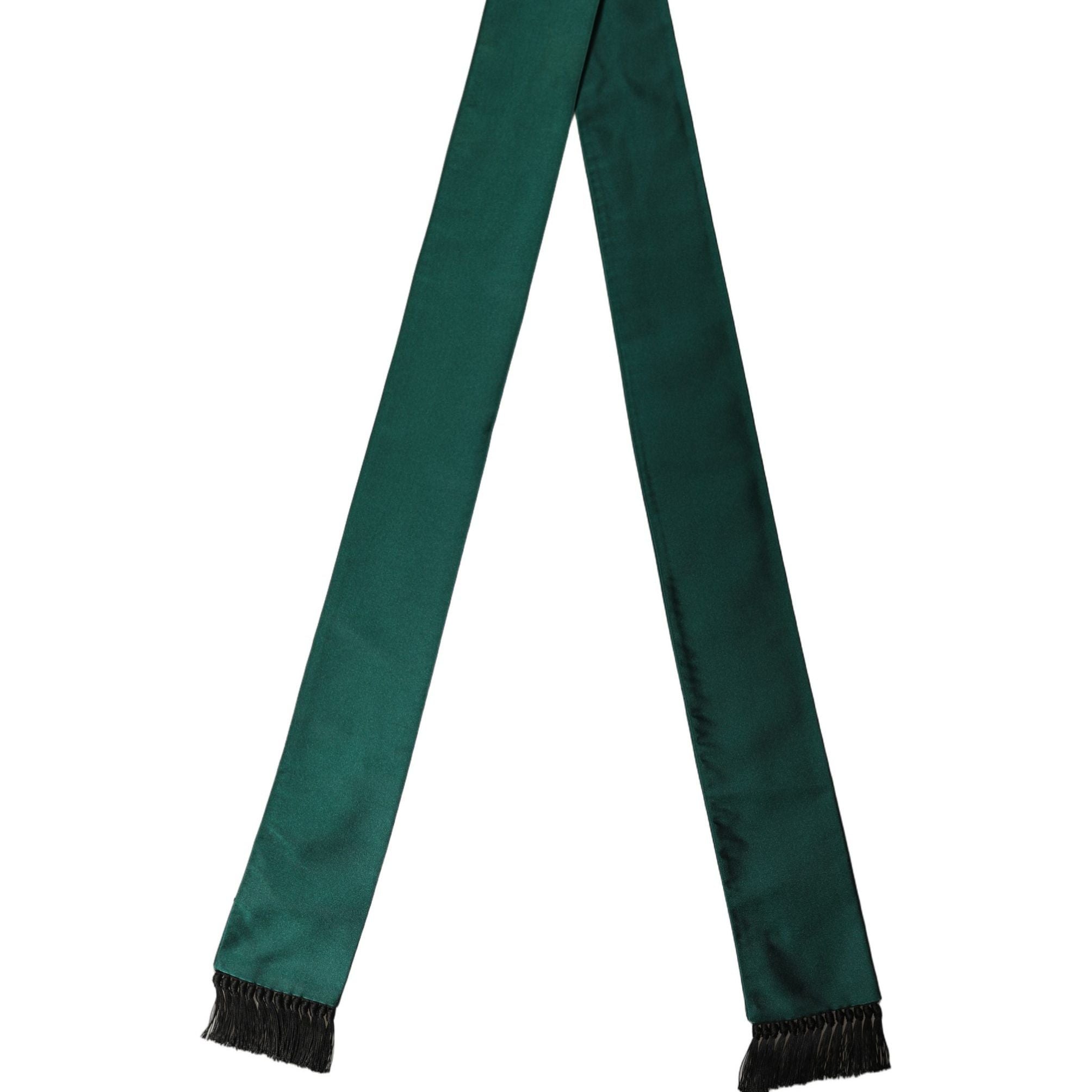 Dolce & Gabbana Men Green Satin Silk Fringed Lace Stole
