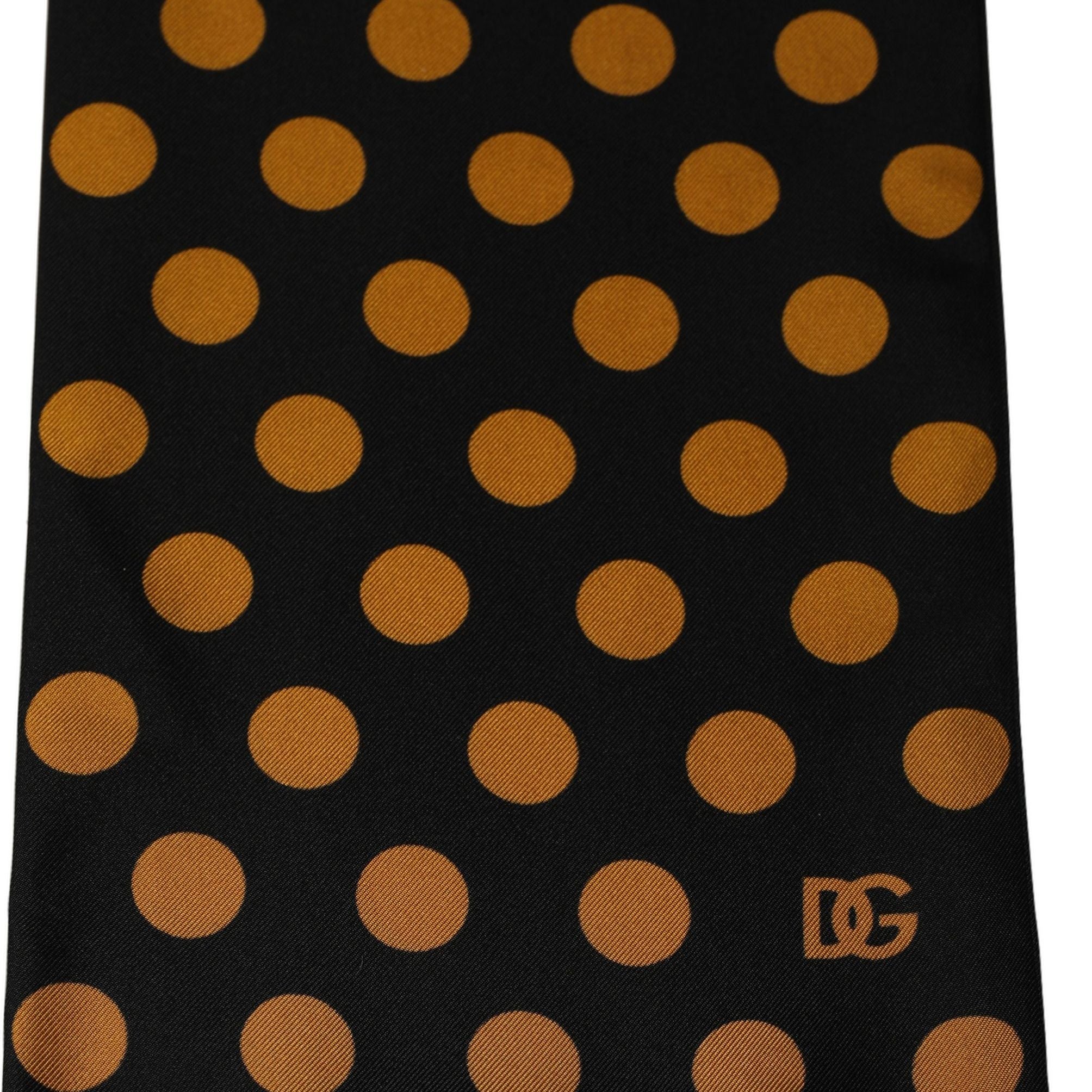 Dolce & Gabbana Men Black Orange Polka Dot Fringed Lace Stole Scarf