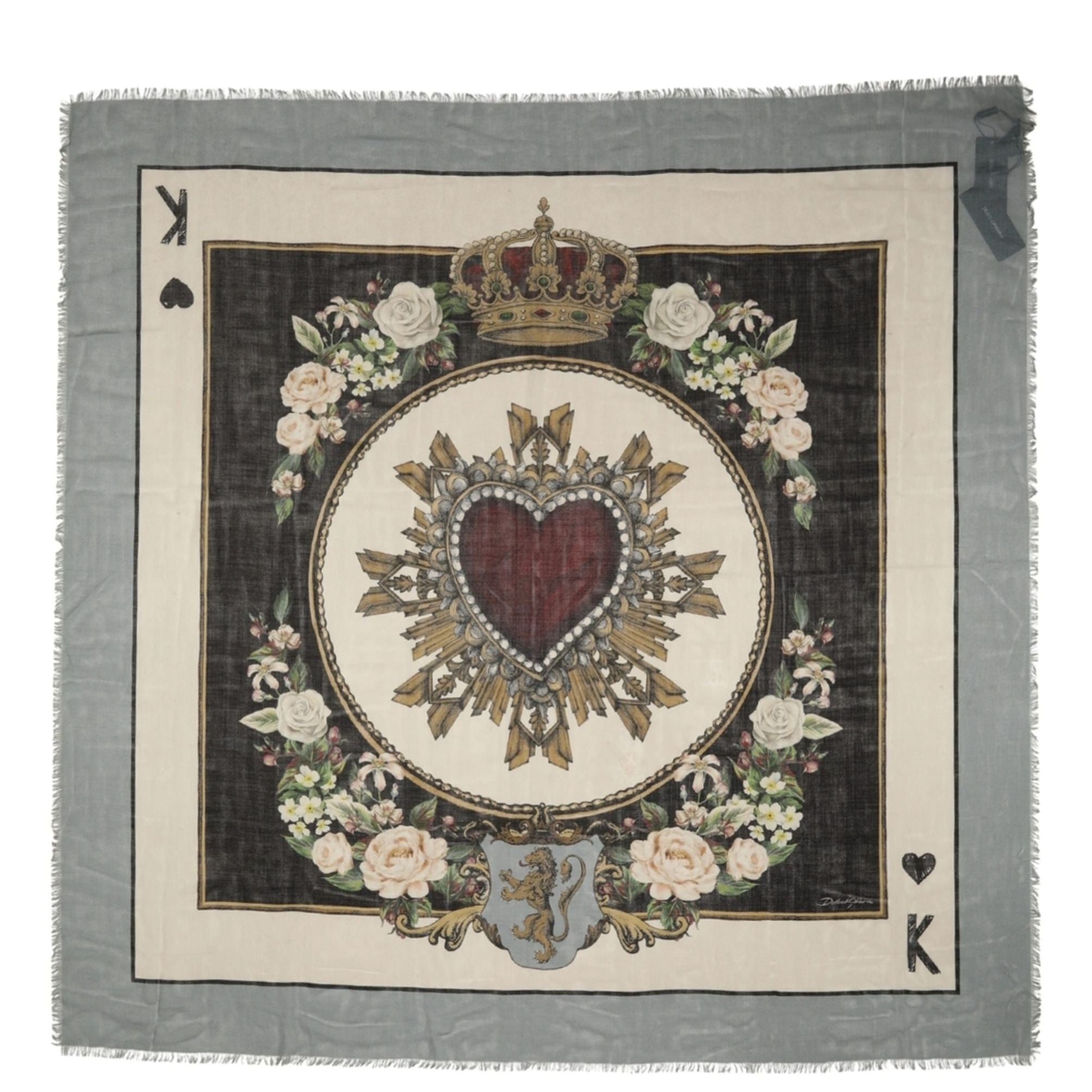 Dolce & Gabbana Men Multicolor King of Hearts Square Foulard Scarf