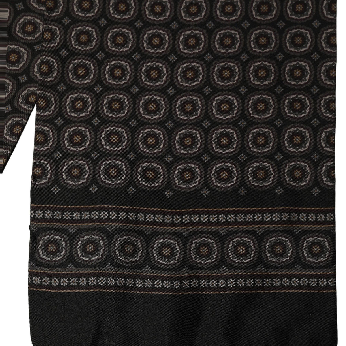 Dolce & Gabbana Black Silk Geometric Fringed Neck Shawl Scarf