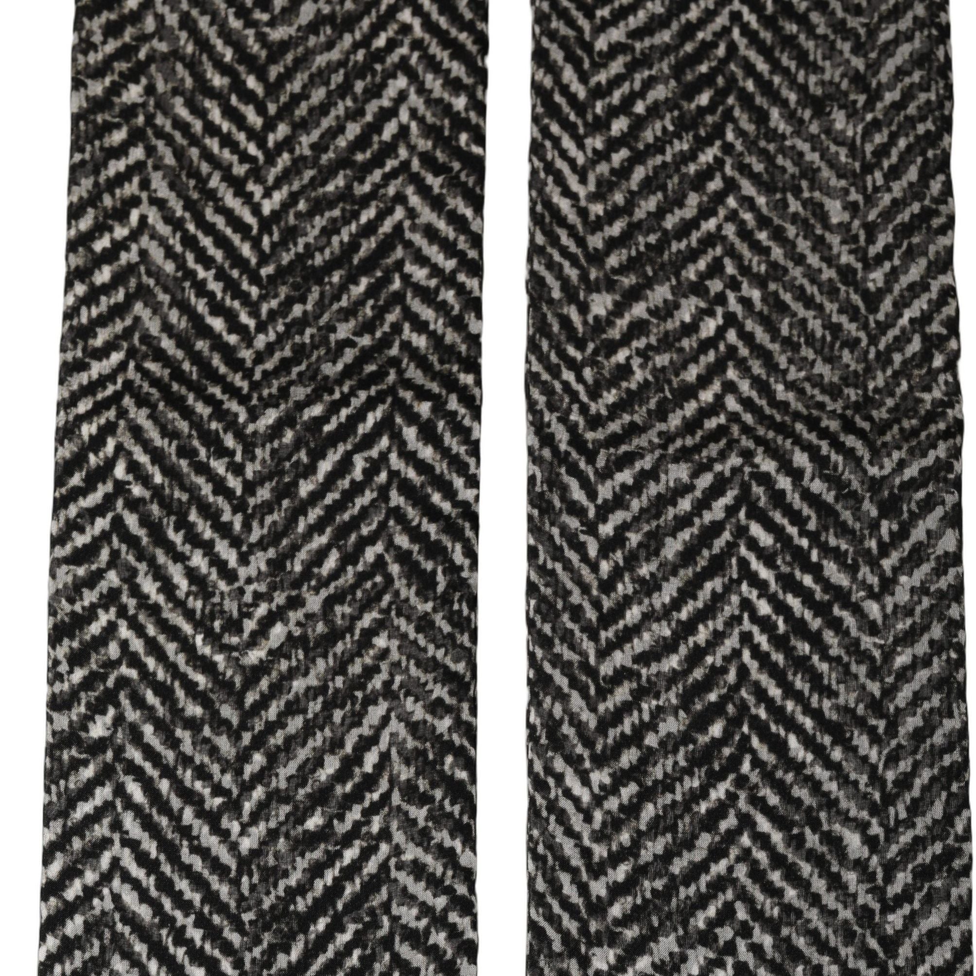 Dolce & Gabbana Black White Herringbone Tweed Shawl Scarf
