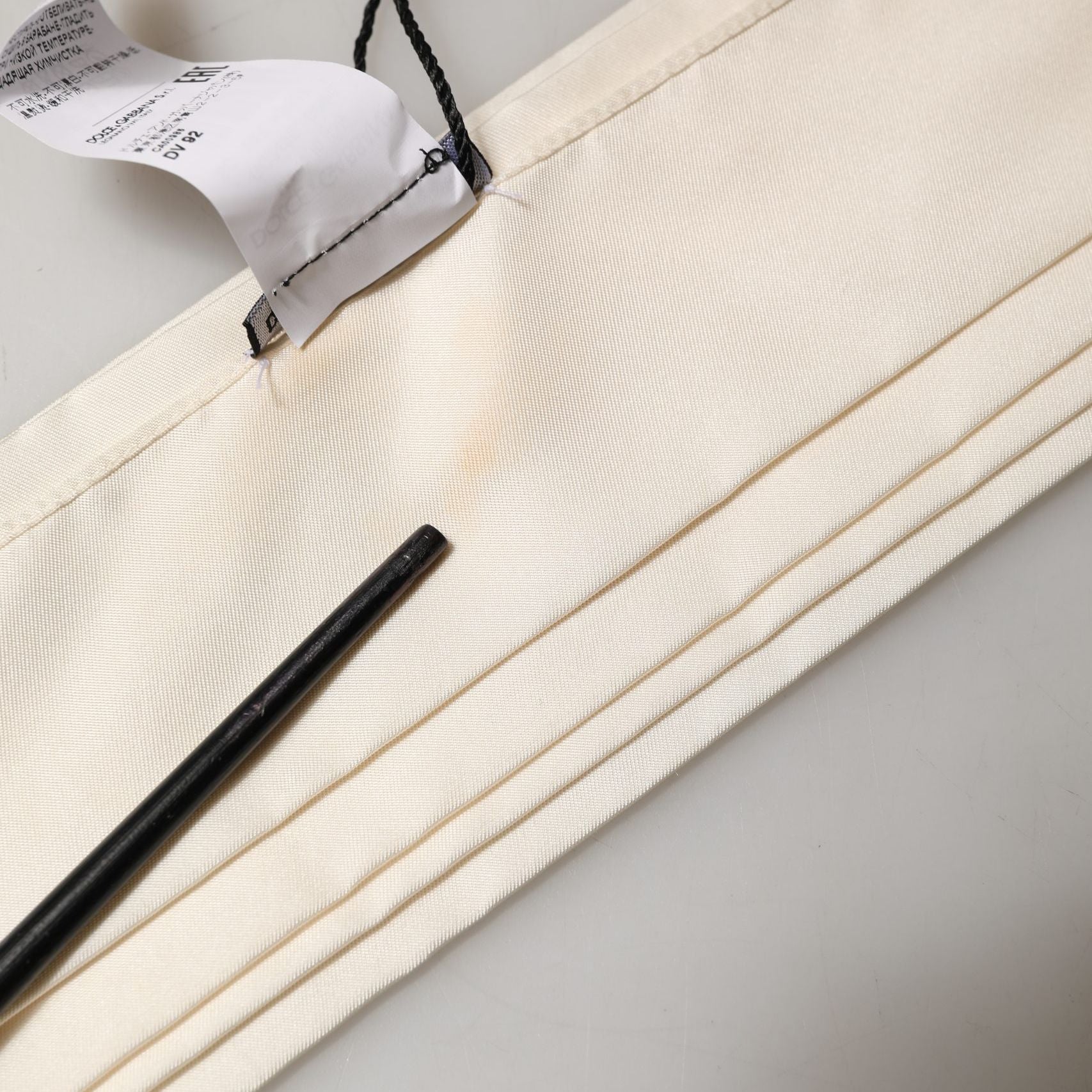 Dolce & Gabbana Men Cream Satin Silk Fringed Neck Shawl Scarf
