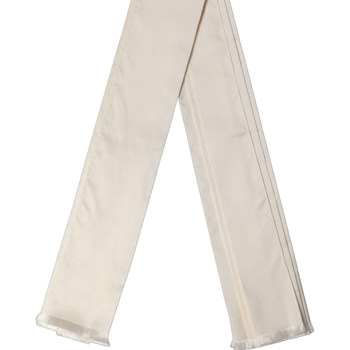 Dolce & Gabbana Men Cream Satin Silk Fringed Neck Shawl Scarf