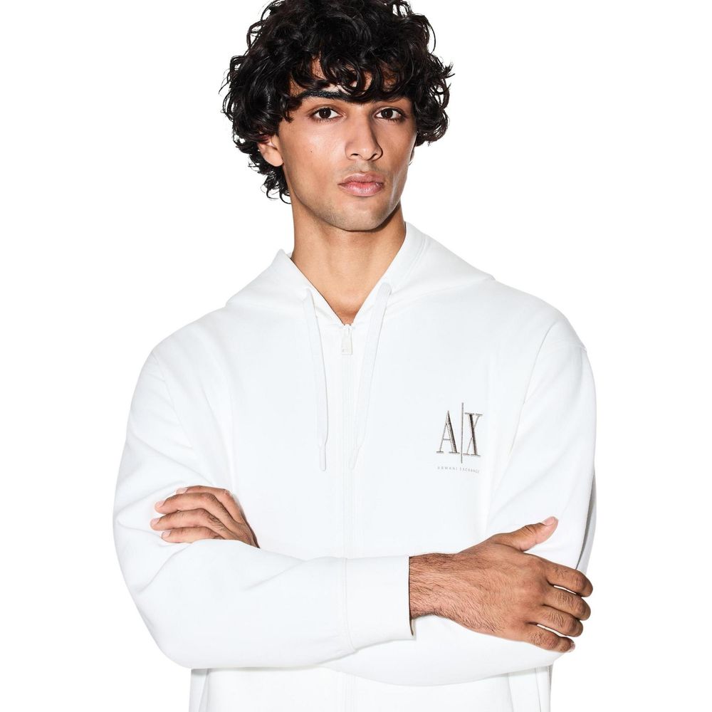 Armani Exchange White Cotton Hoodie