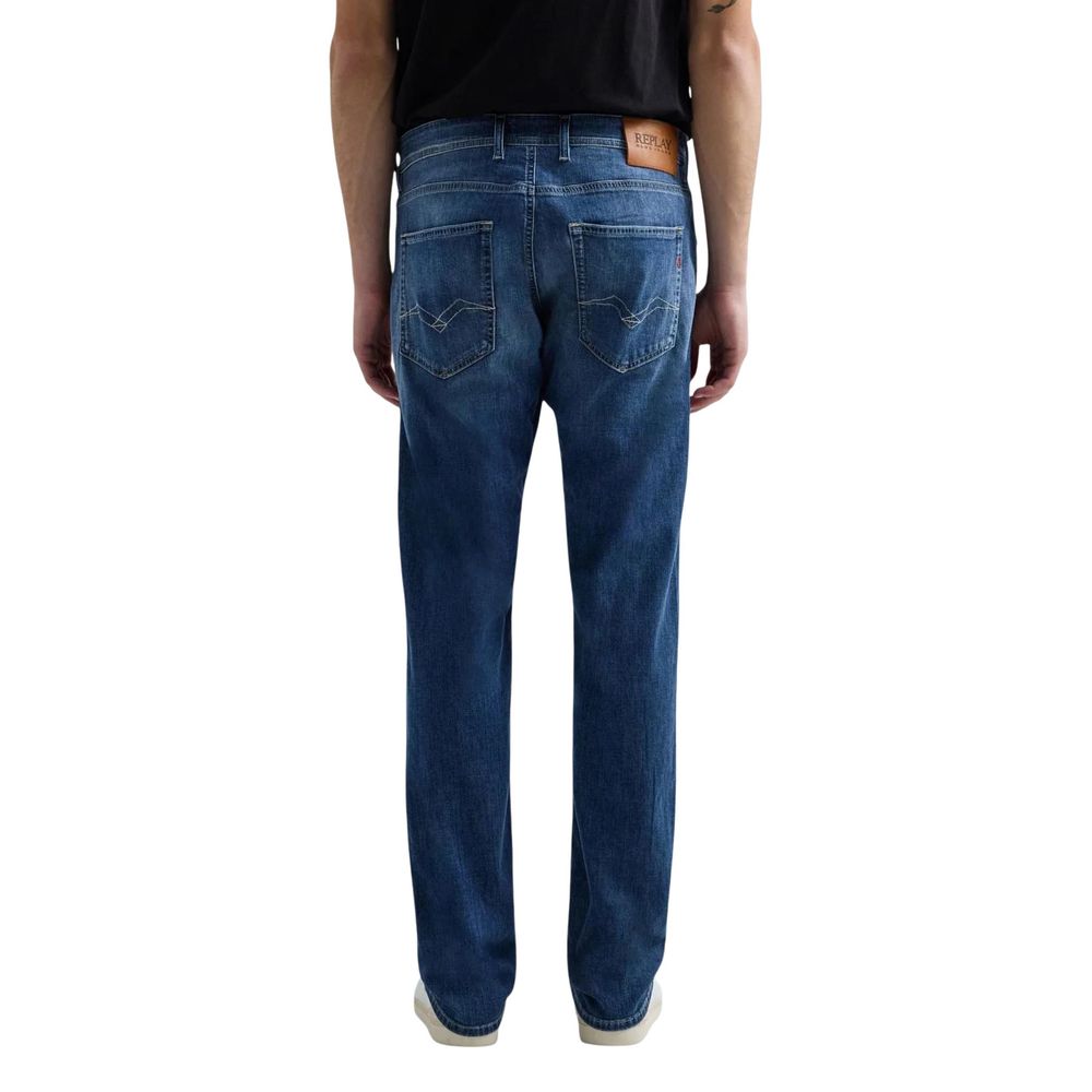 Replay Blue Cotton Relaxed Fit Jeans