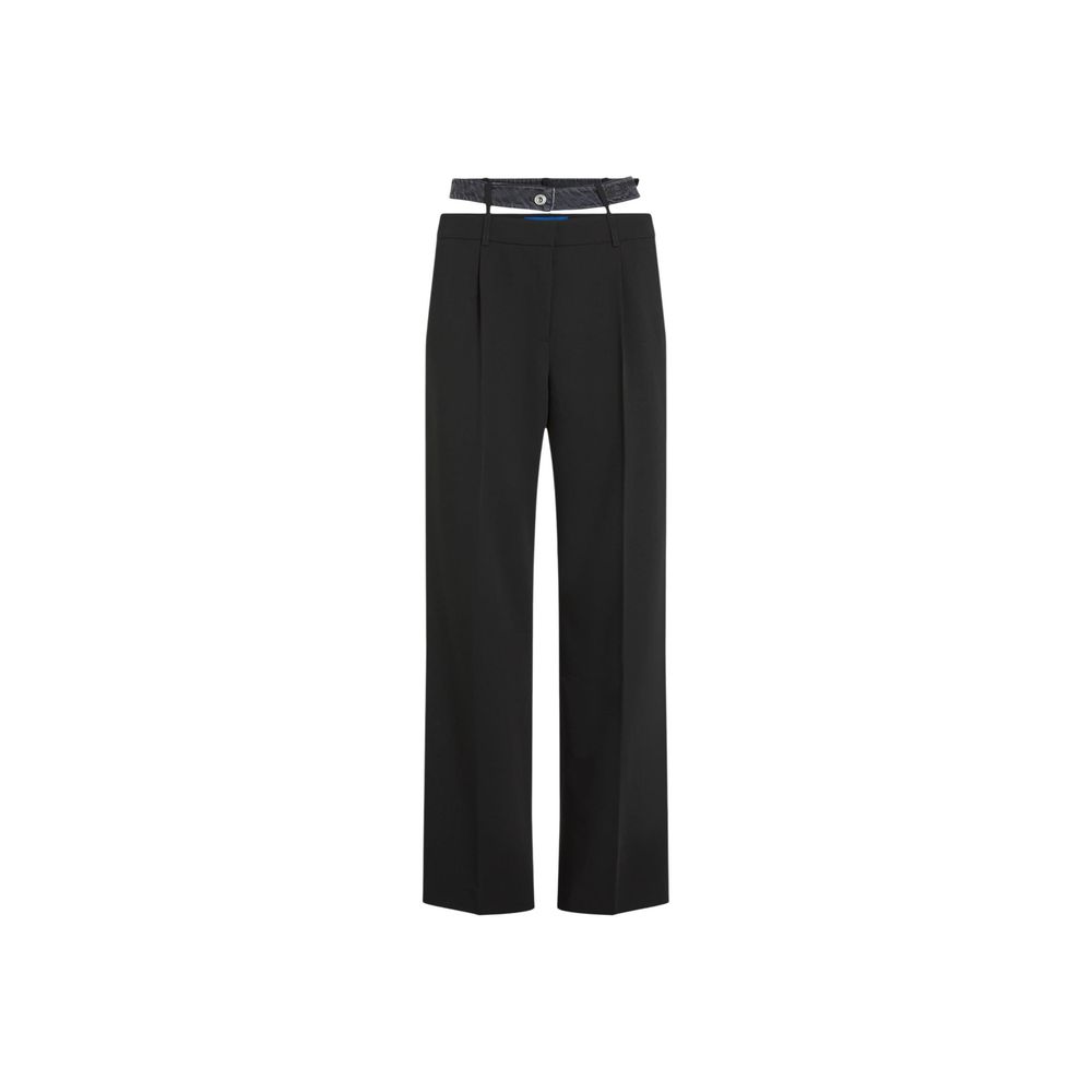 Karl Lagerfeld Black Polyester Casual Pants
