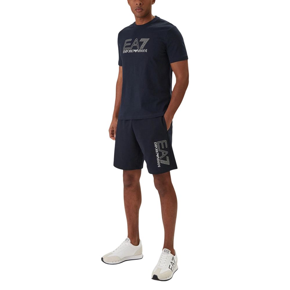 EA7 Emporio Armani Blue Cotton Bermuda Shorts