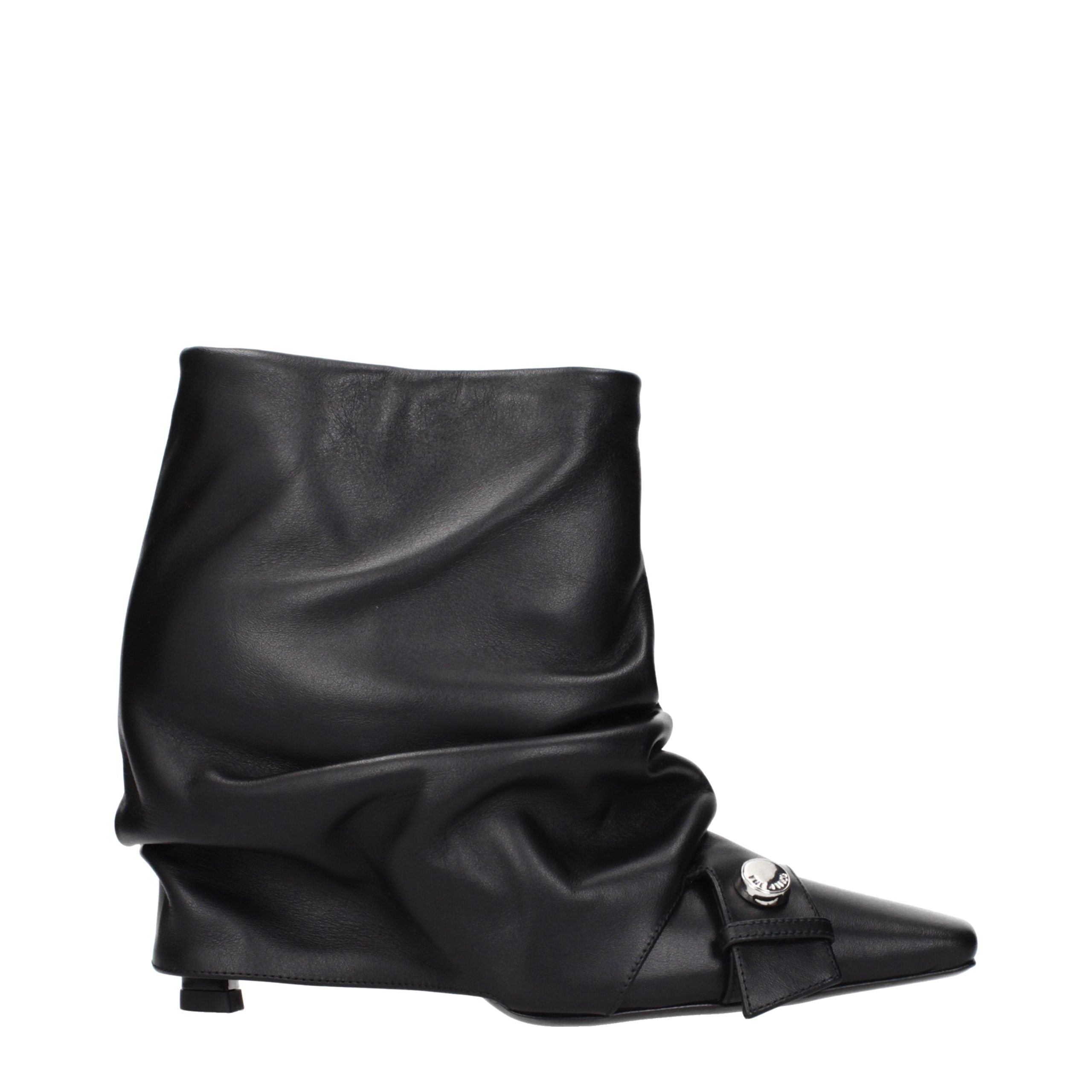 The Attico Black Leather Ankle Boots