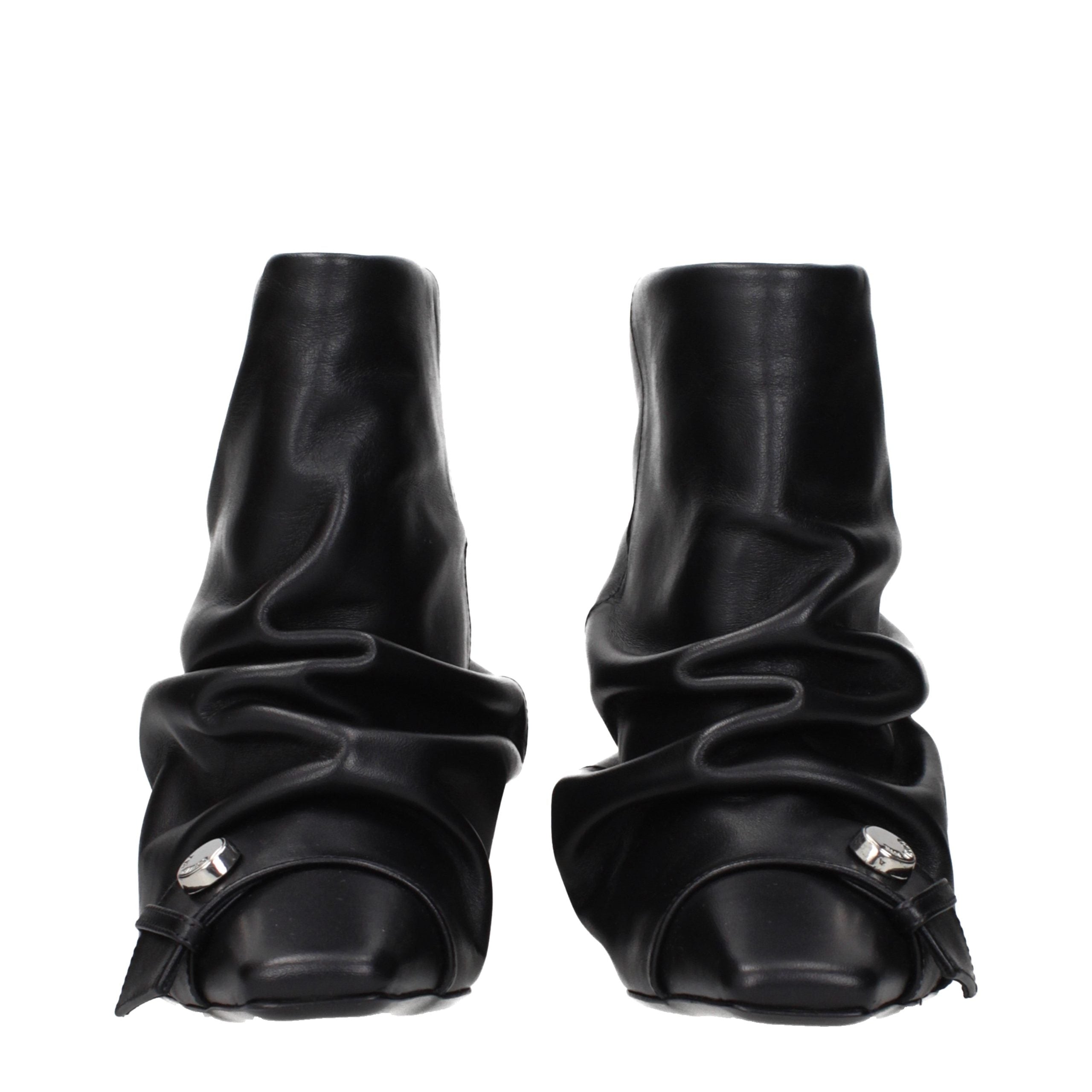 The Attico Black Leather Ankle Boots