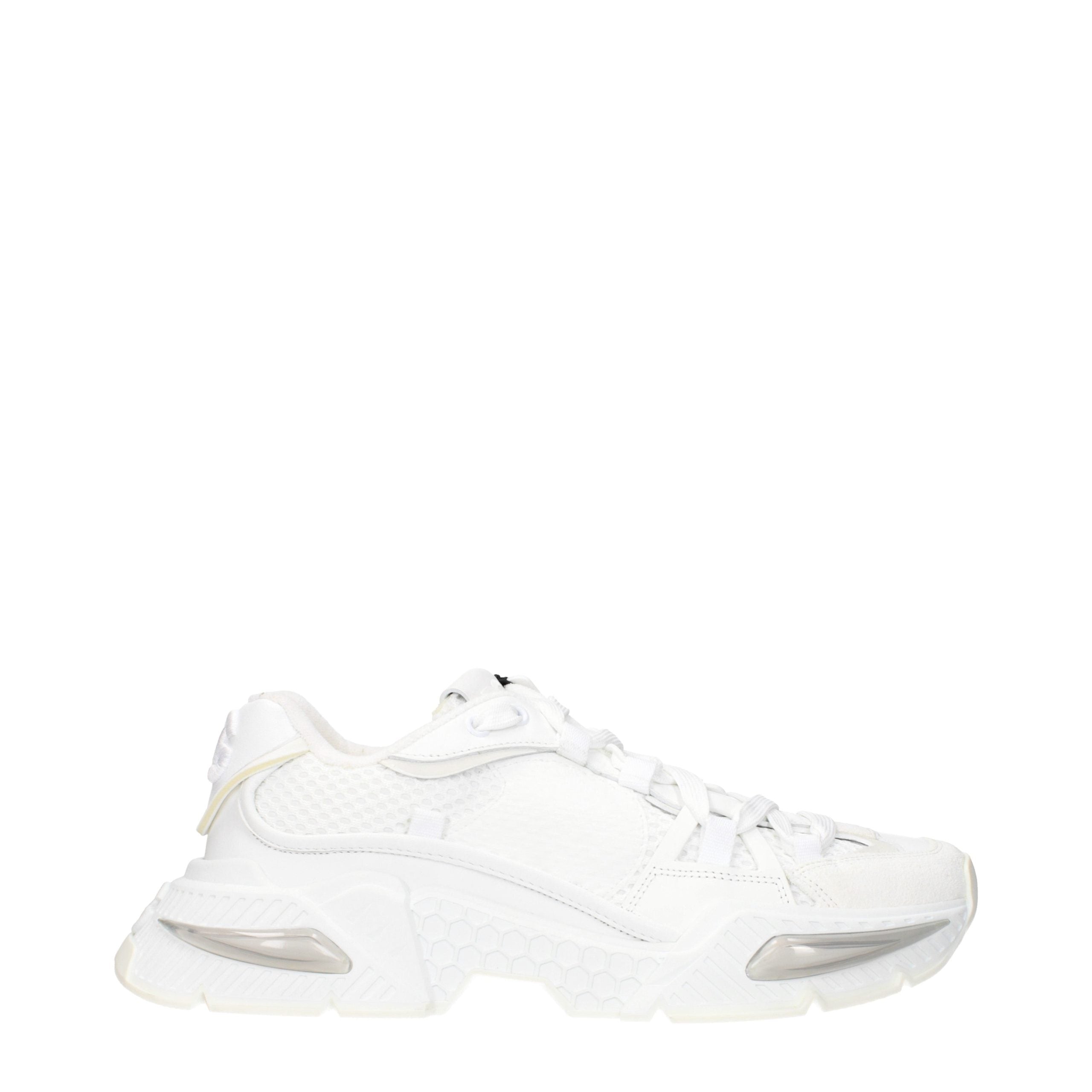 Dolce & Gabbana White Fabric Athletic Sneakers