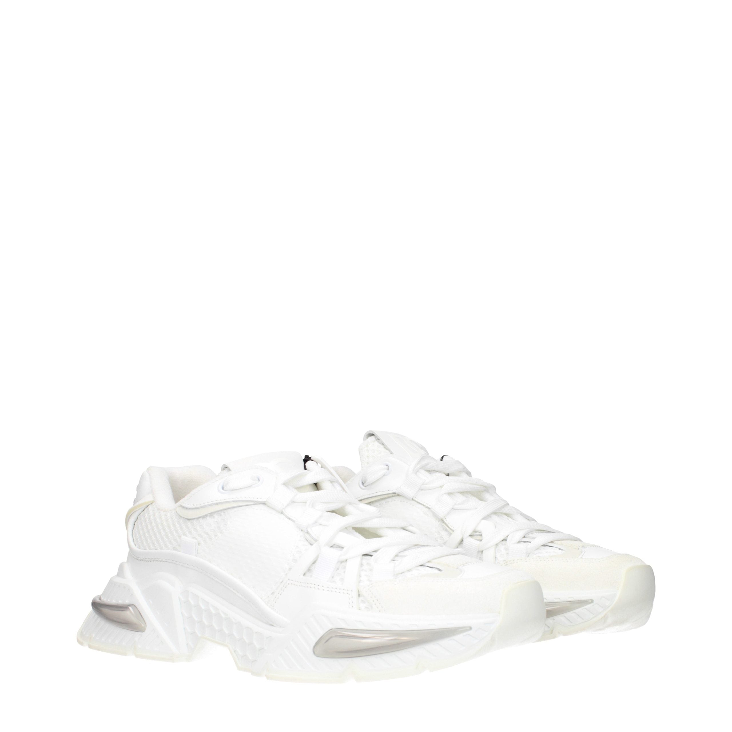 Dolce & Gabbana White Fabric Athletic Sneakers