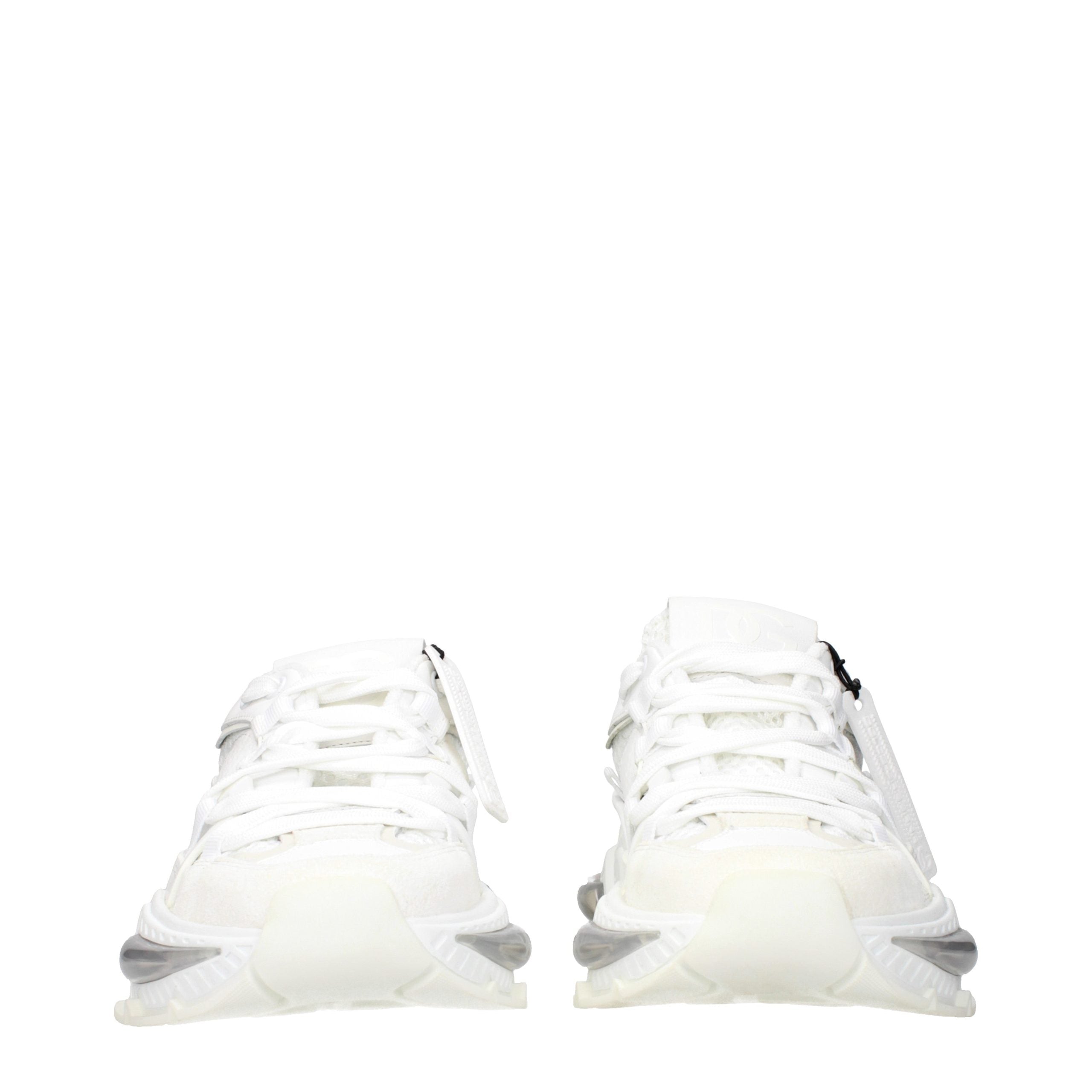 Dolce & Gabbana White Fabric Athletic Sneakers