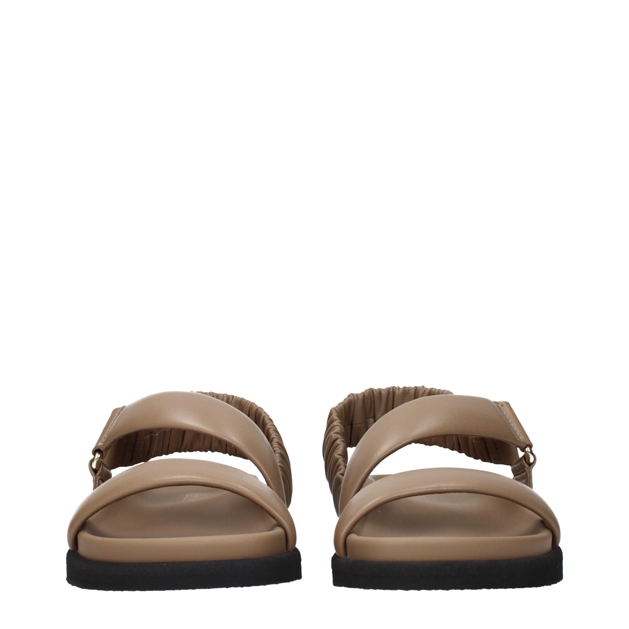 Max Mara Brown Leather Flat Sandals