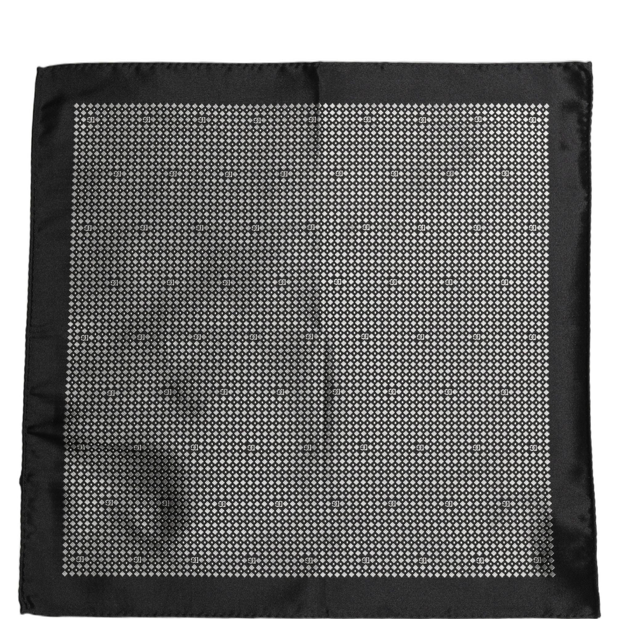 Dolce & Gabbana Black White Patterned Pocket Square Scarf