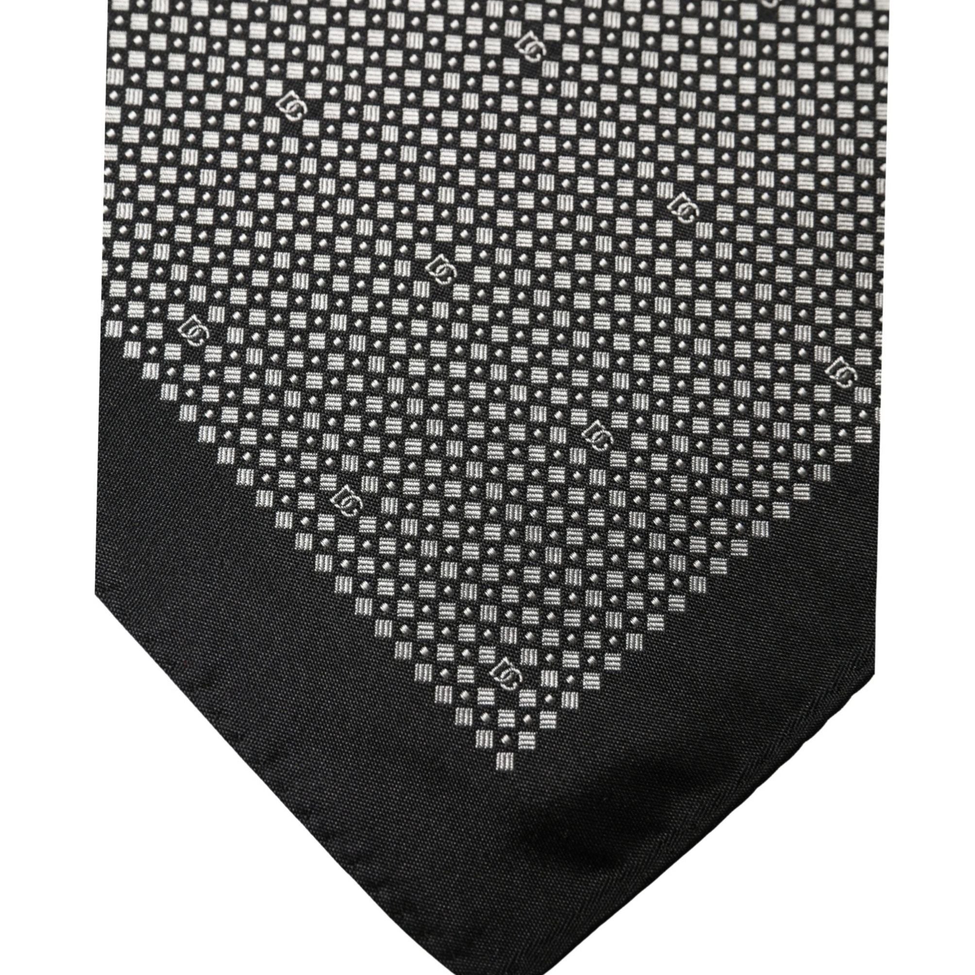 Dolce & Gabbana Black White Patterned Pocket Square Scarf