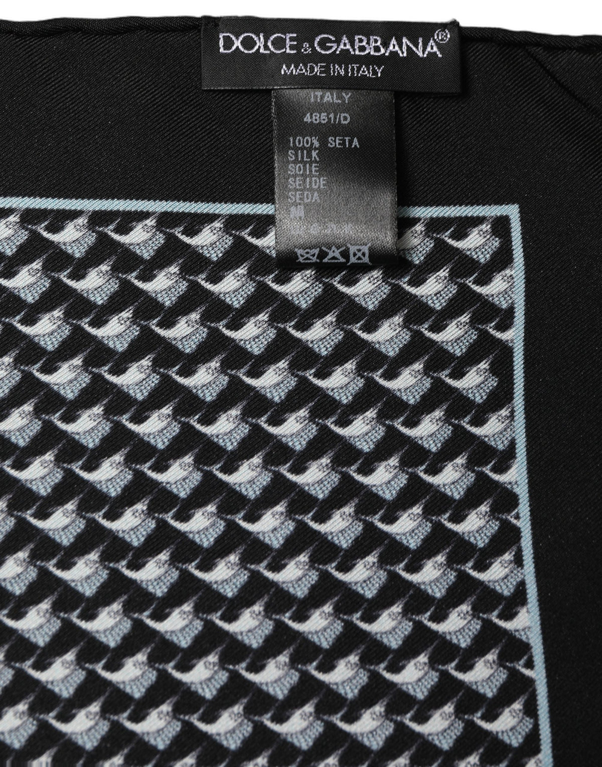 Dolce & Gabbana Black Silk Geometric Handkerchief Pocket Scarf